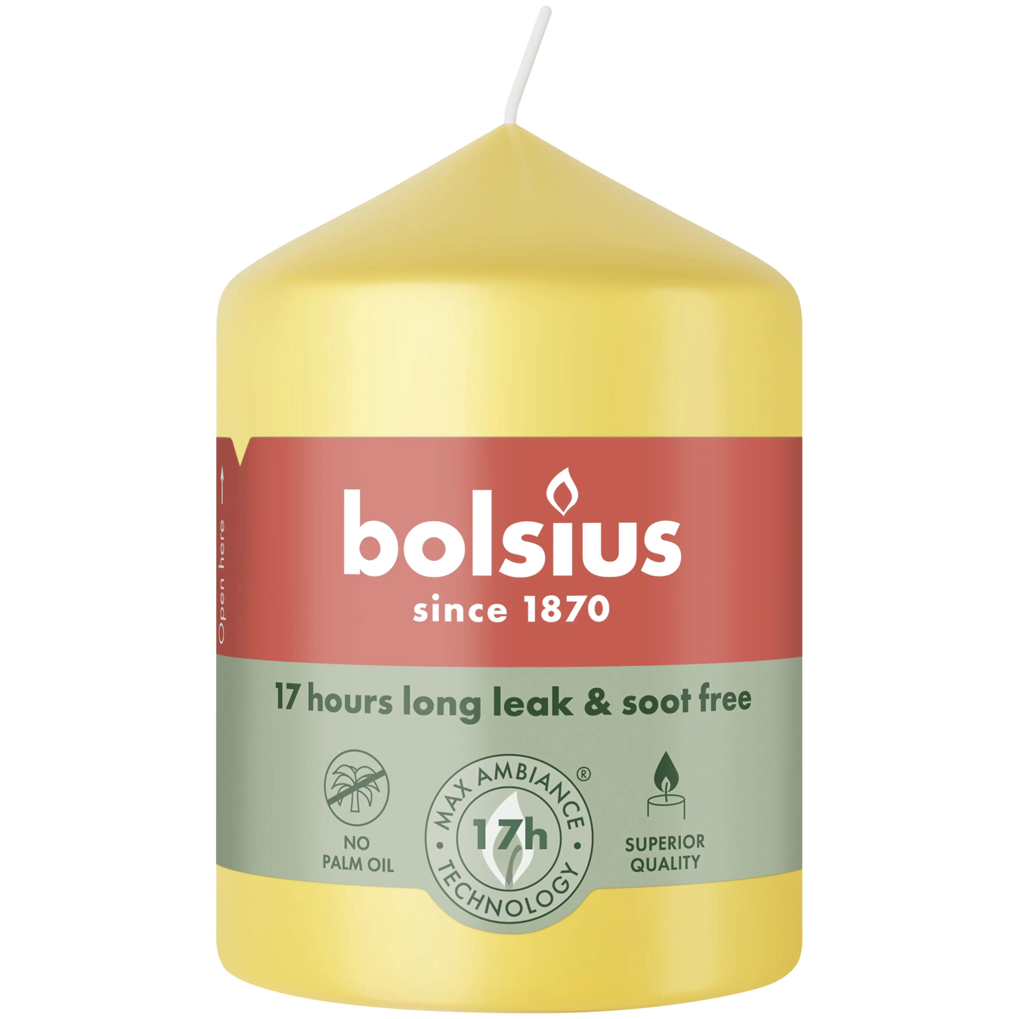 Bolsius Stumpenkerze sonnengelb 8 cm Ø 5,8 cm 