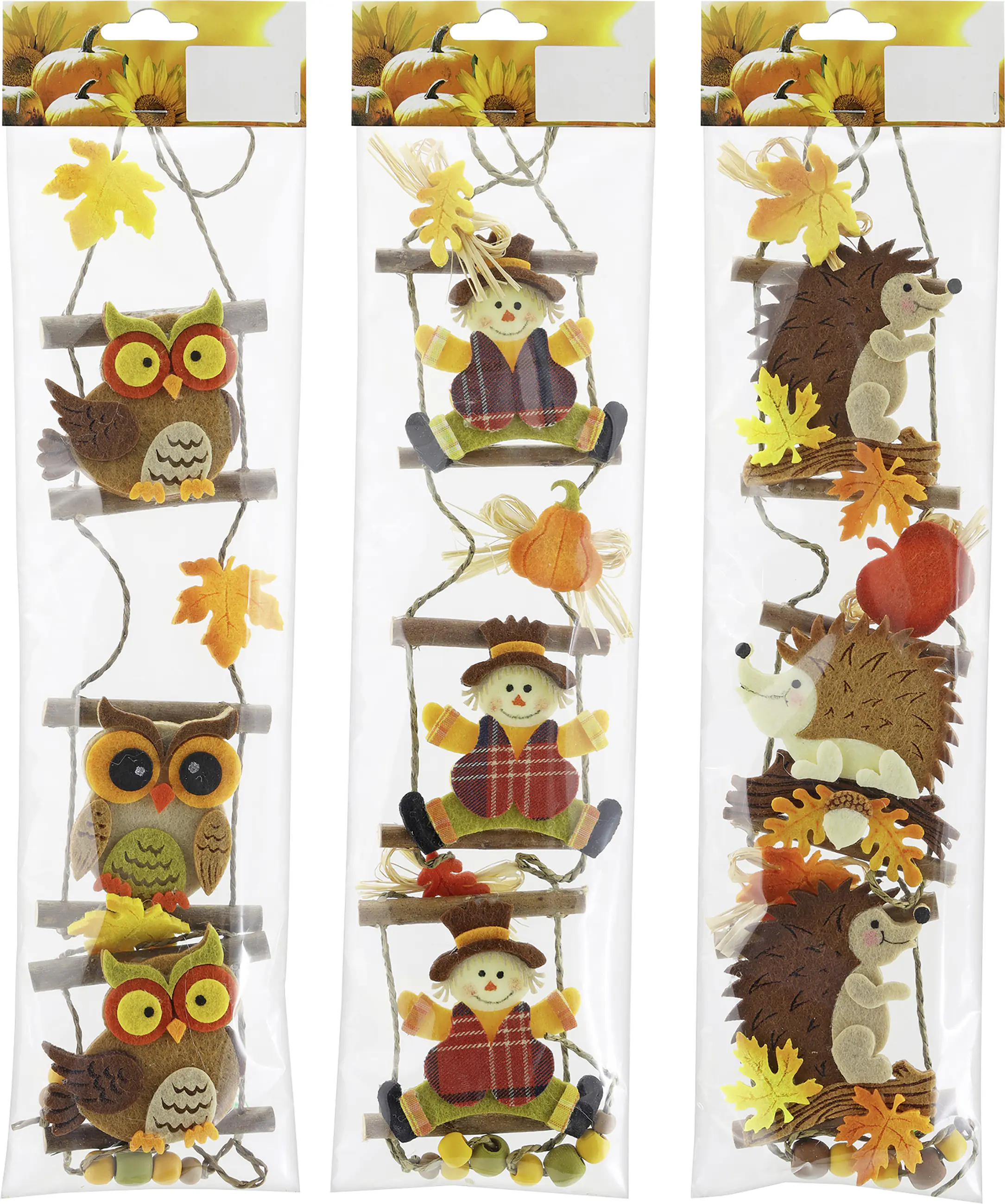 Herbsthänger Leiter mit Filzfiguren mehrfarbig 