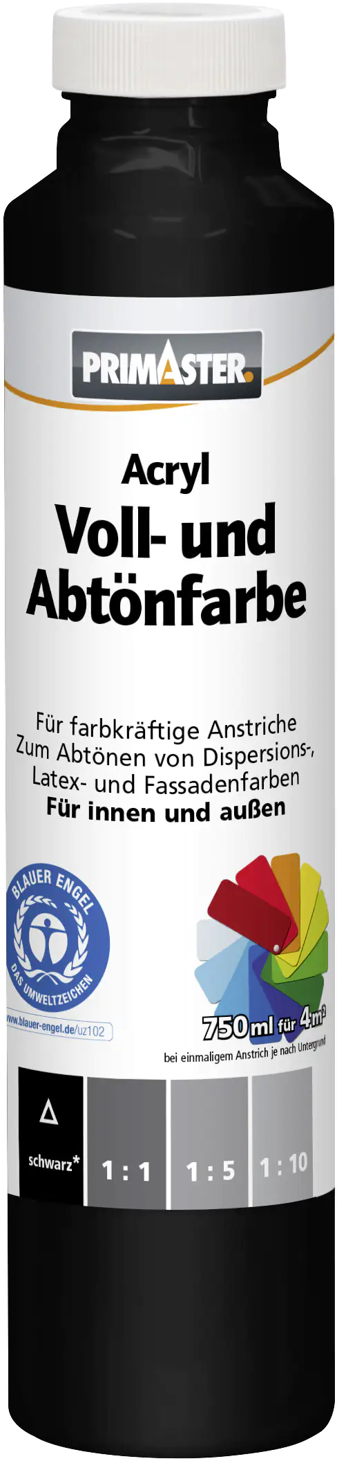 Primaster Voll- und Abtönfarbe 750 ml schwarz matt
