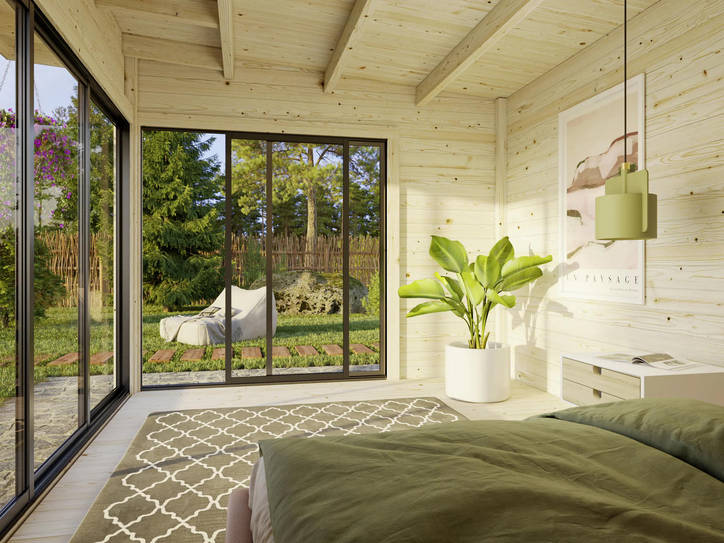 Palmako Gartenhaus Andrea 390 x 300 cm Slide Plus mit Schiebetüren naturbelassen