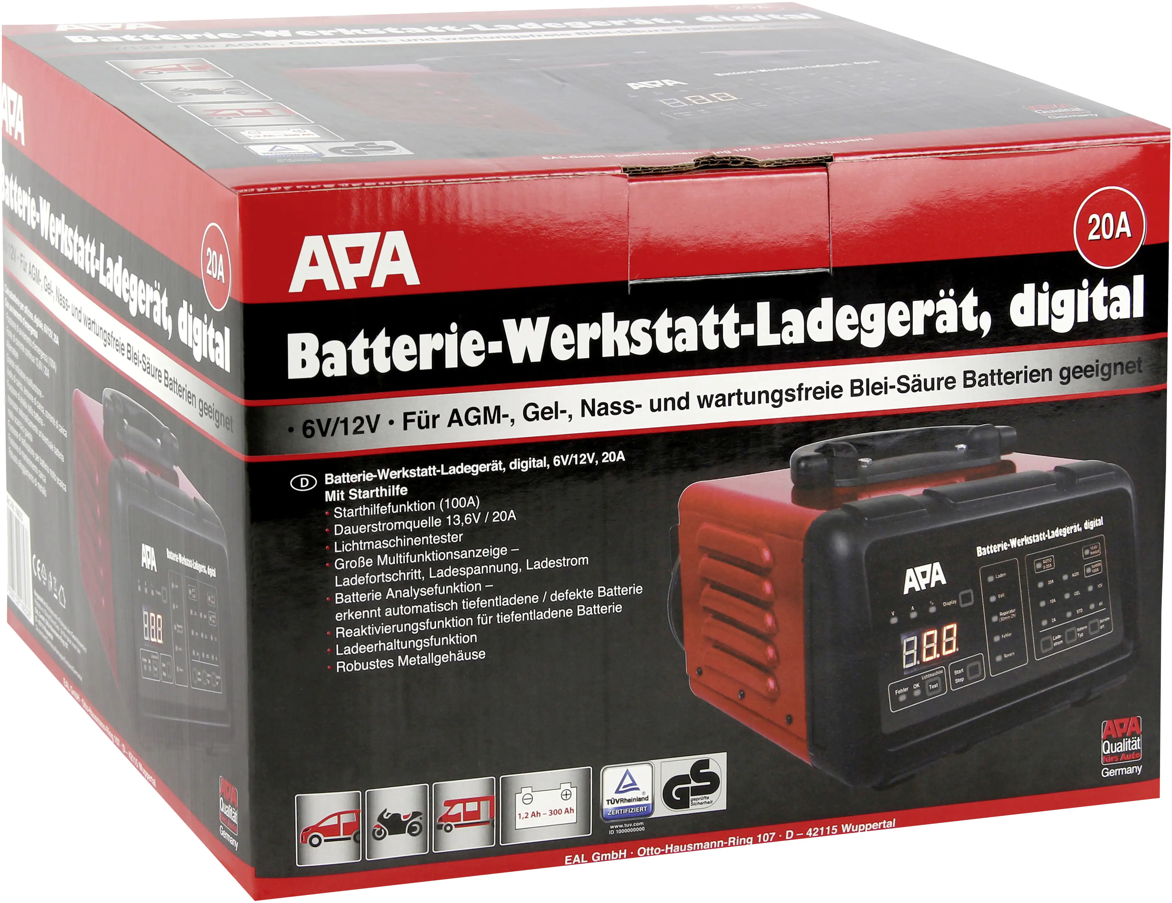APA Werkstatt-Ladegerät digital 6/12V, 20A APA Werkstatt-Ladegerät digital 6/12V, 20A