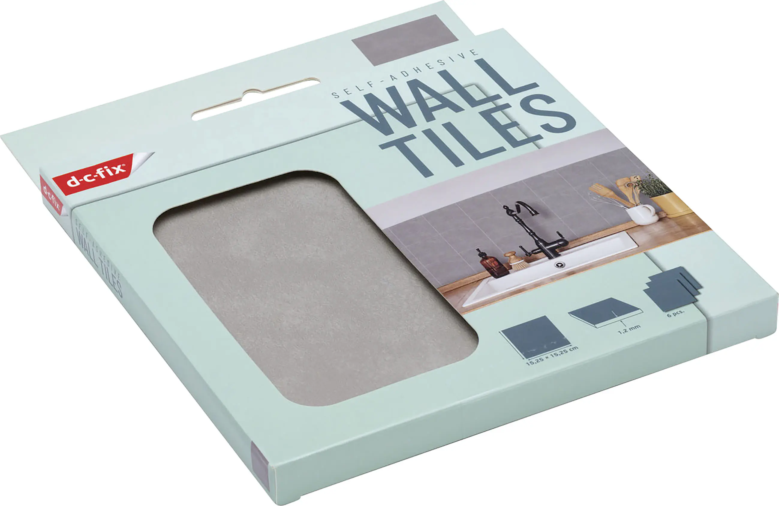 D-c-fix Wandfliesen selbstklebend Light Grey 6er Set 15 x 15 cm
