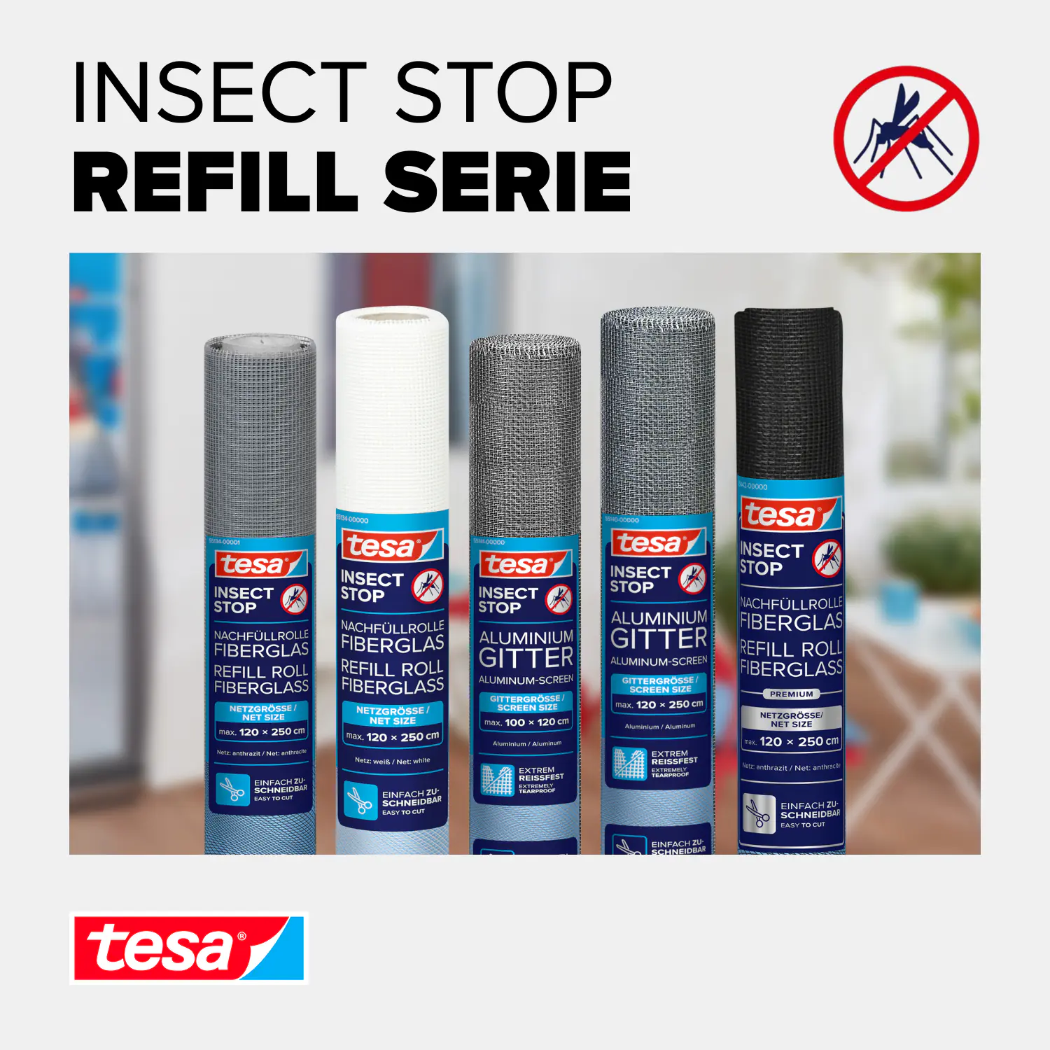 tesa Insektenschutz-Gitter COMFORT Ersatzrolle 120 x 250 cm weiß