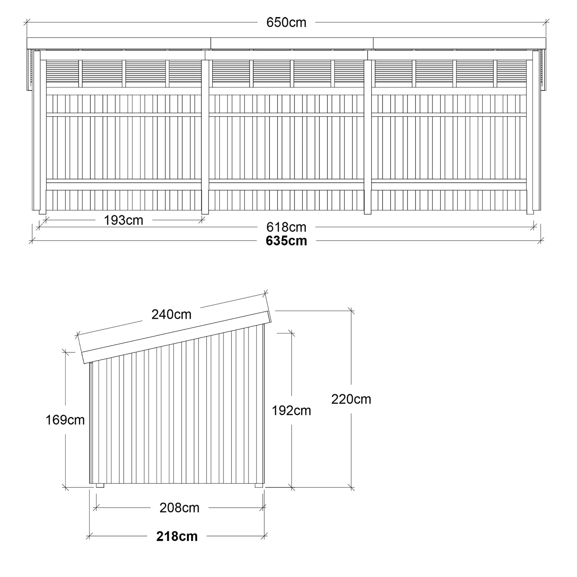 Plus Gartenhaus Nordic Multi 619 x 208 cm natur offen