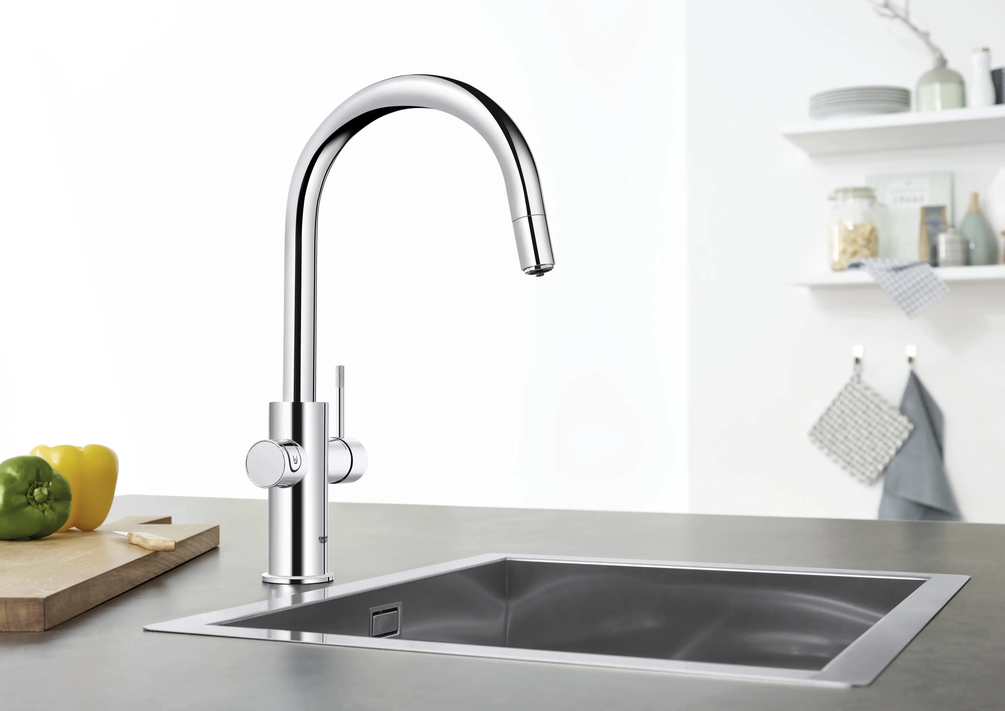 Grohe Blue Home C-Auslauf Starter Kit mit herausziehbarem Mousseurauslauf chrom Grohe Blue Home C-Auslauf Starter Kit mit herausziehbarem Mousseurauslauf chrom
