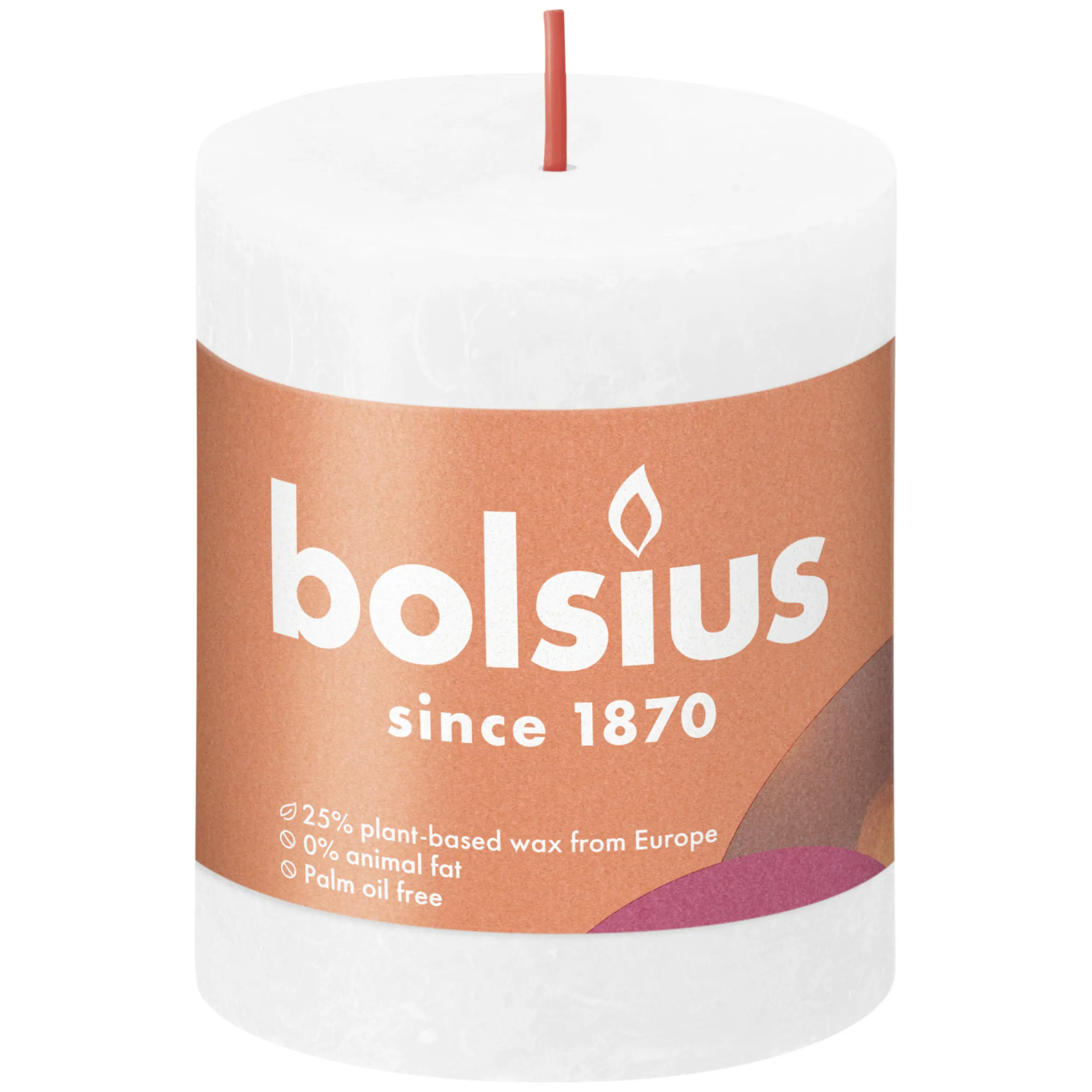 Bolsius Rustik Stumpenkerze wolkiges weiß, Höhe: 8 cm, Ø 6,8 cm