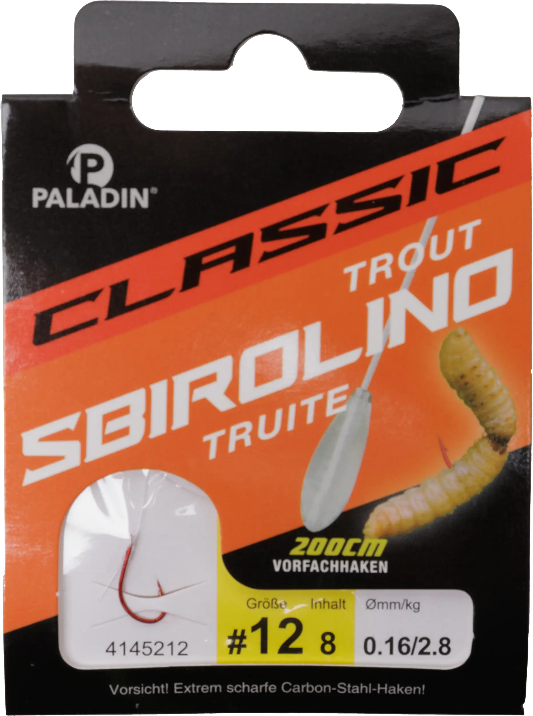 Paladin Sbirolino mit Haken Größe 12 200 cm 8 Stück rot