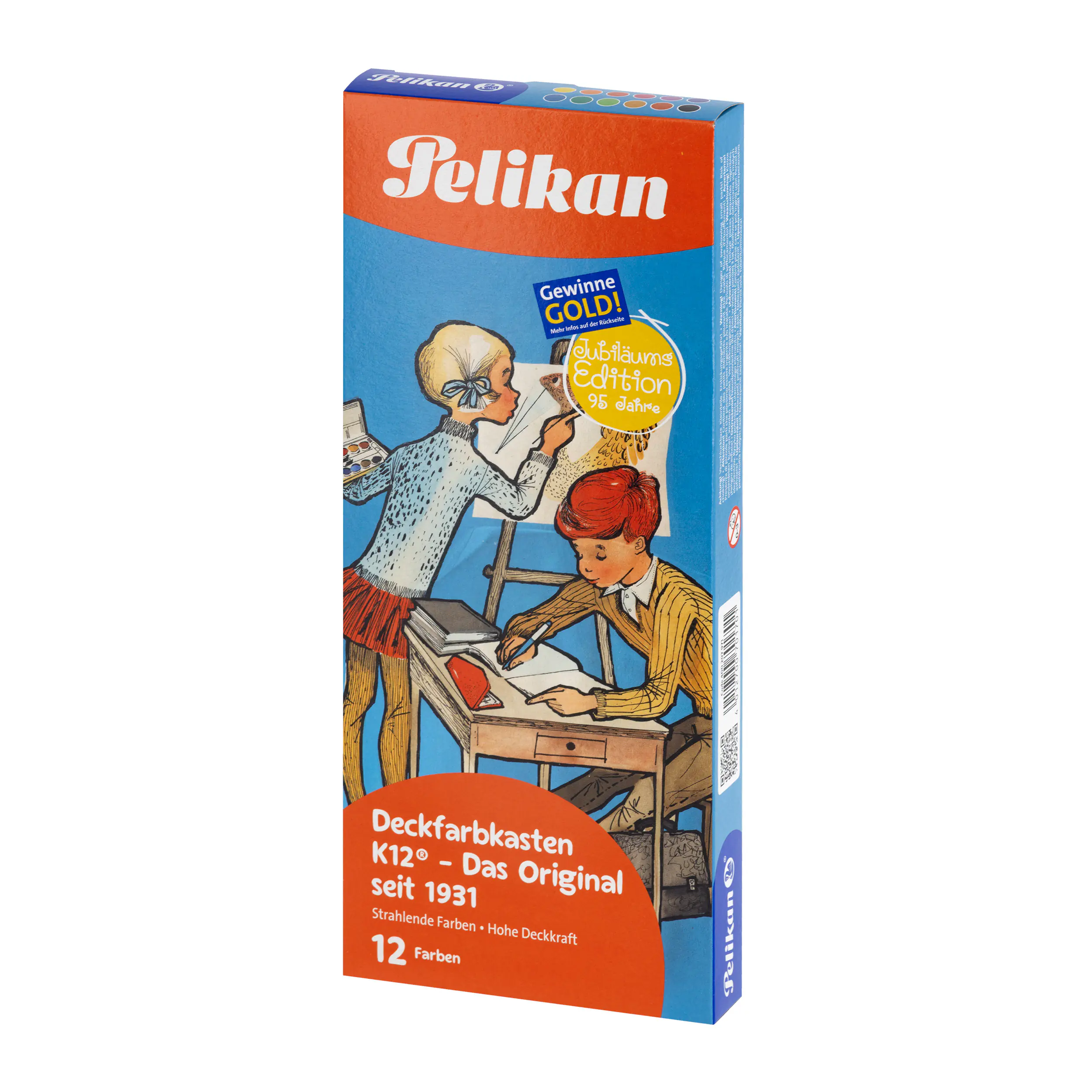 Pelikan Deckfarbkasten K12 Retro‐Edition 12 Farben + 1 Weiß