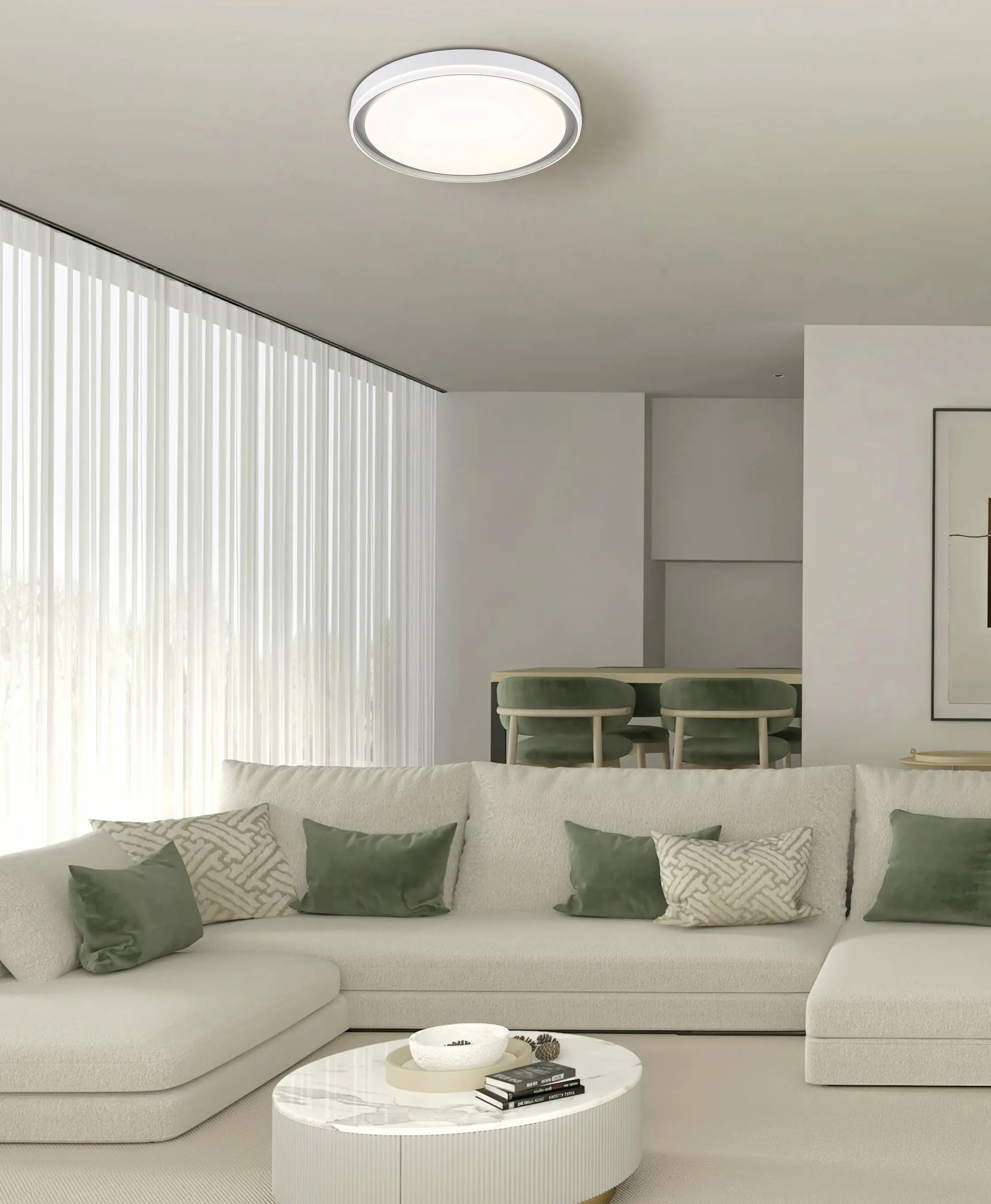 Globo Deckenleuchte Janice Ø 50 x 8 cm grau matt RGB