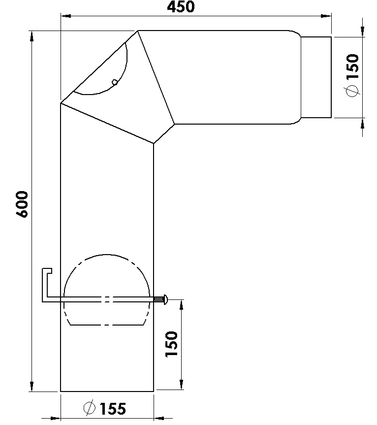 FireFix Ofenrohrbogen 90°, Ø 150 mm, schwarz, mit Reinigungstür FireFix Ofenrohrbogen 90°, Ø 150 mm, schwarz, mit Reinigungstür