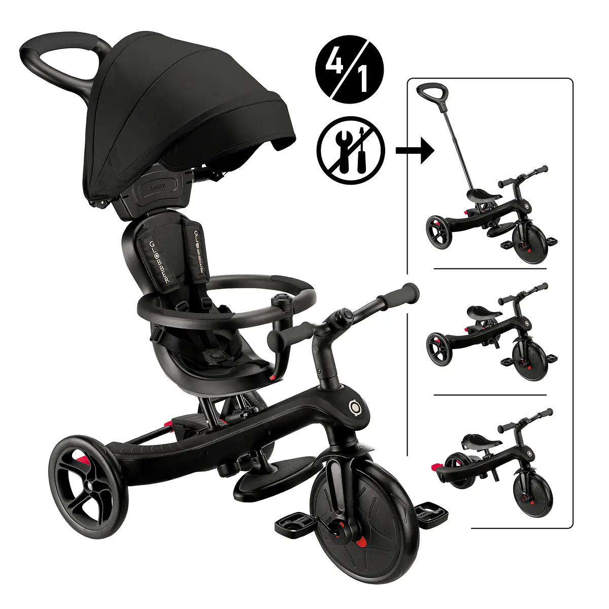 Globber Dreirad für Kinder Explorer Trike 4-in-1 schwarz