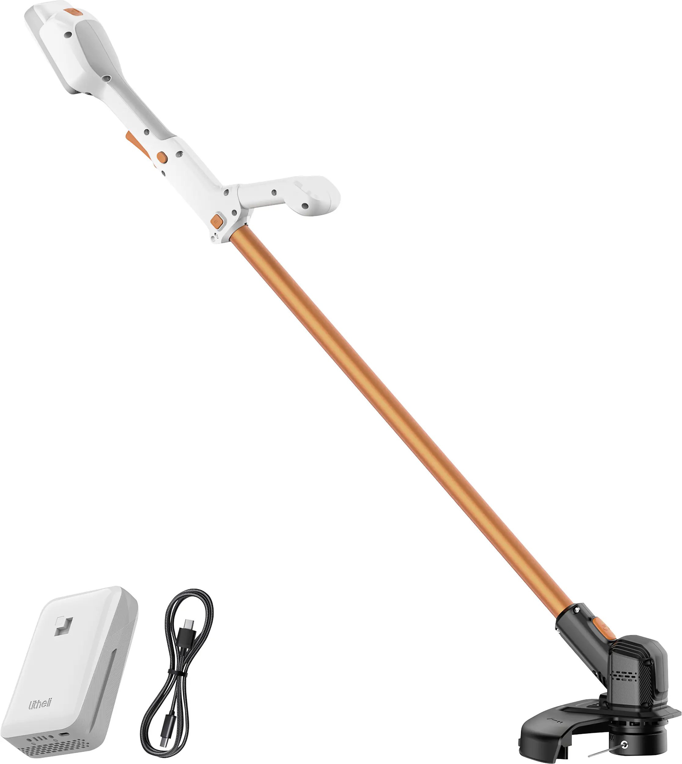 Litheli Akku-Rasentrimmer Handy+ U20 25cm Schnittkreis, Inklusive 1 x SE-Akku 2,0 Ah und 10 Nylonmesser