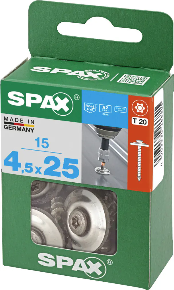 Spax Spenglerschrauben 4,5 x 25 mm T20 Vollgewinde - 15 Stk. 
