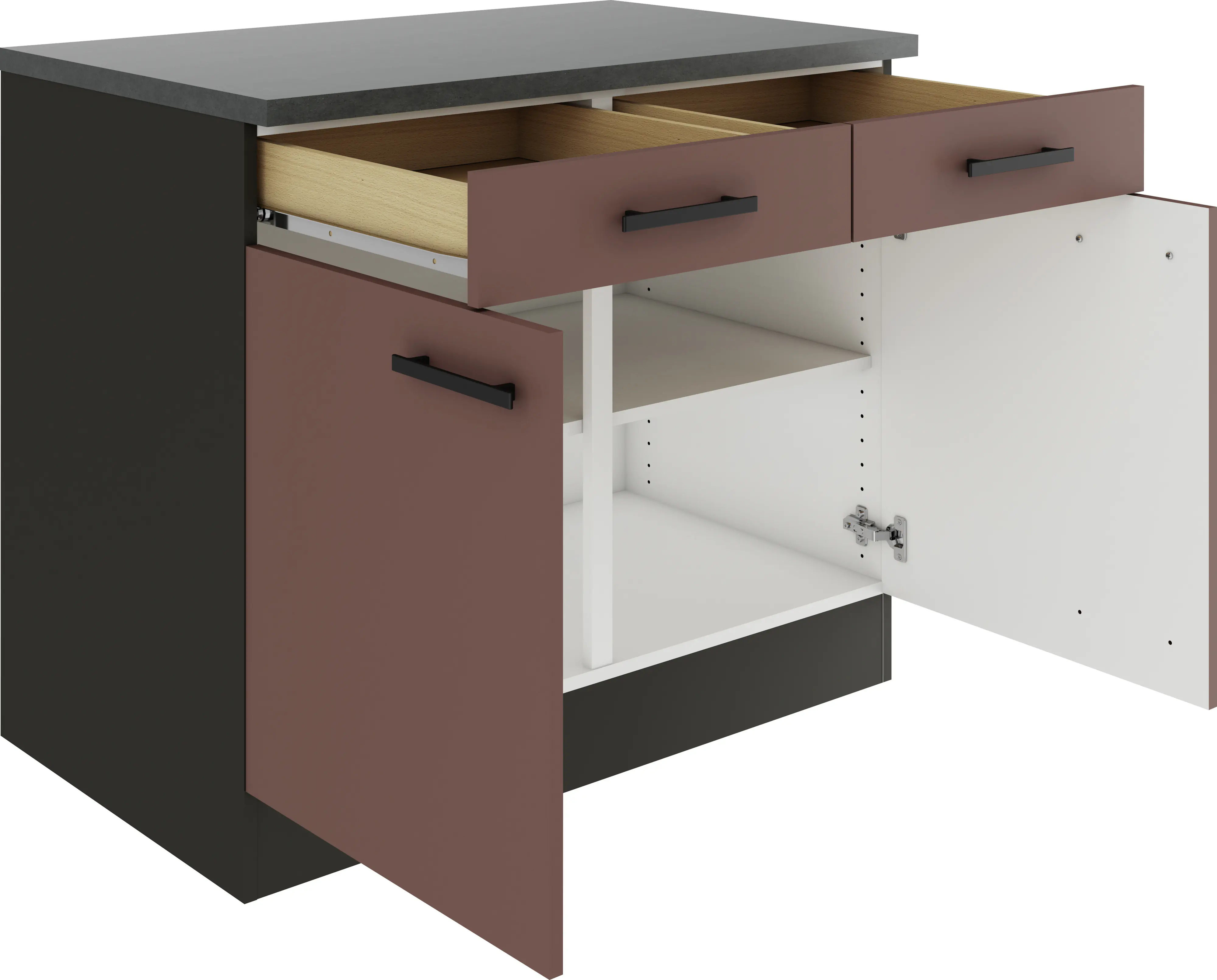 Optifit Unterschrank Nizza 407 rostrot/anthrazit matt 100 cm