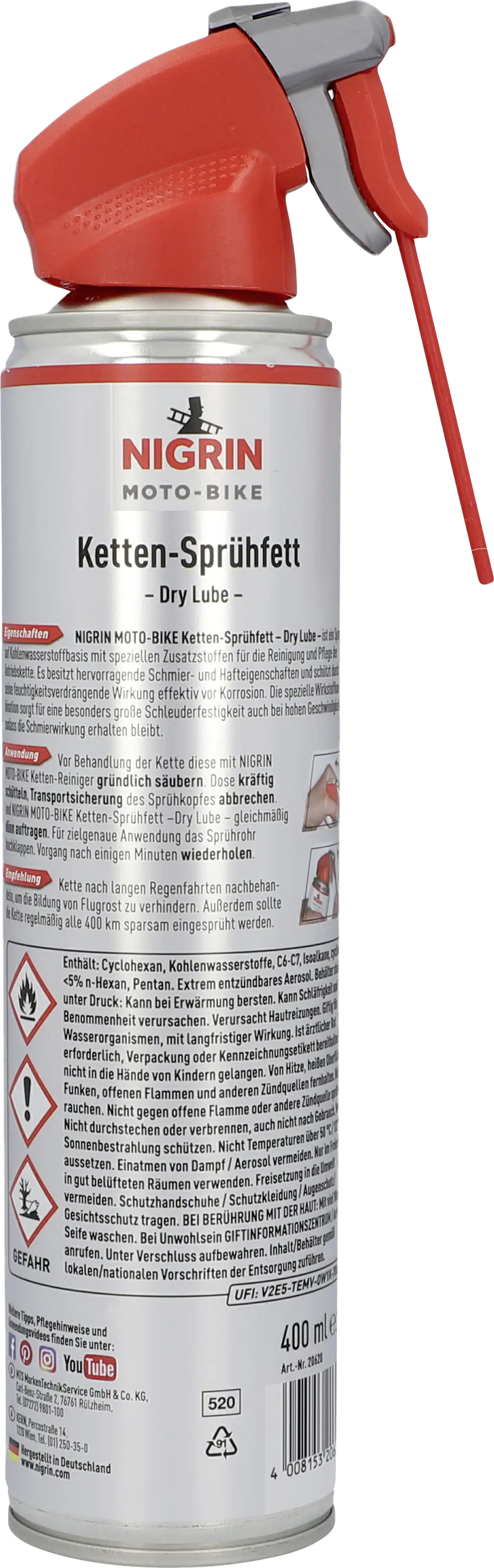 Nigrin MOTO-BIKE Ketten-Sprühfett DryLube 400ml
