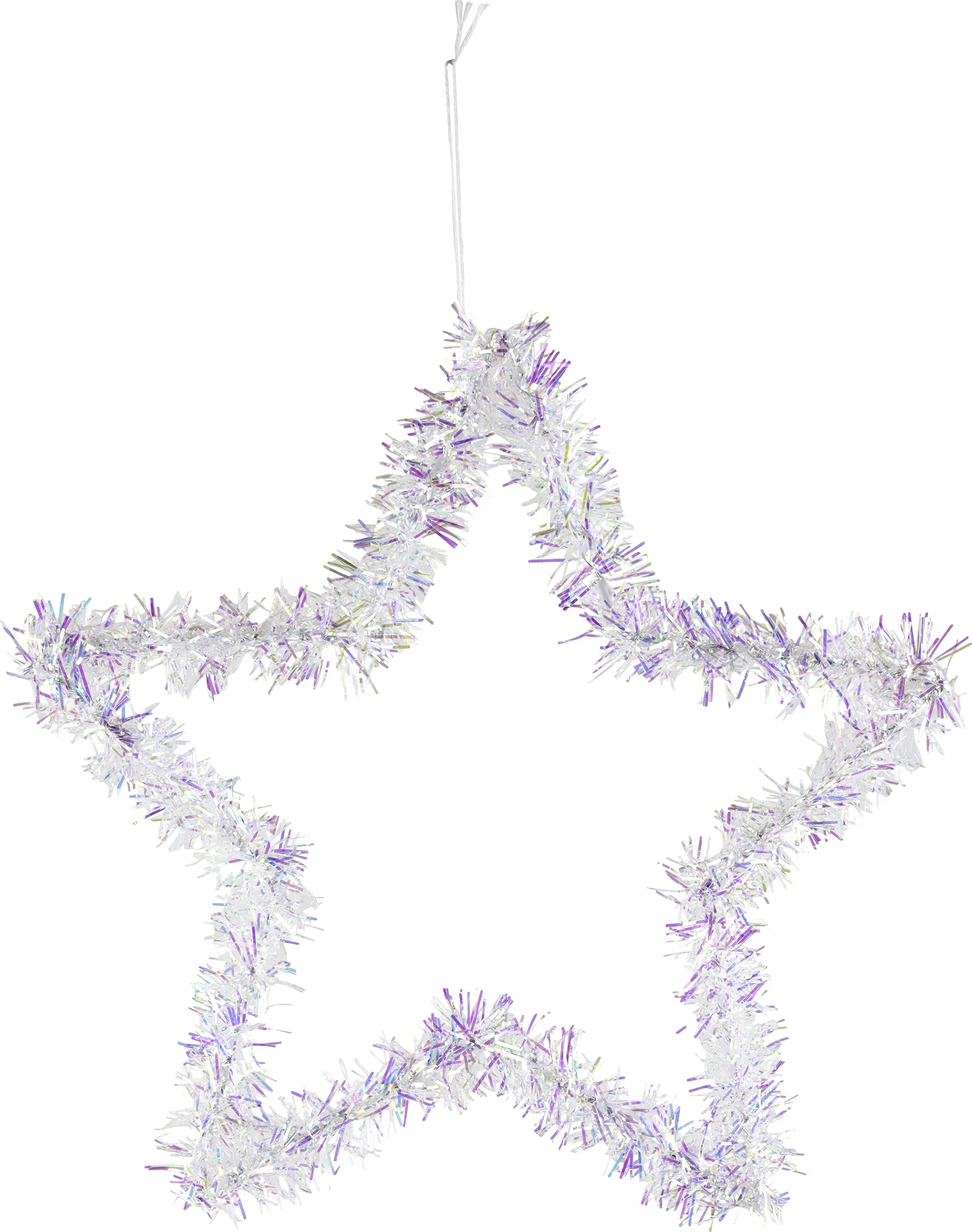 Weihnachtsdeko Stern aus Kunststoff mit Folienfäden 25 cm perlmutt