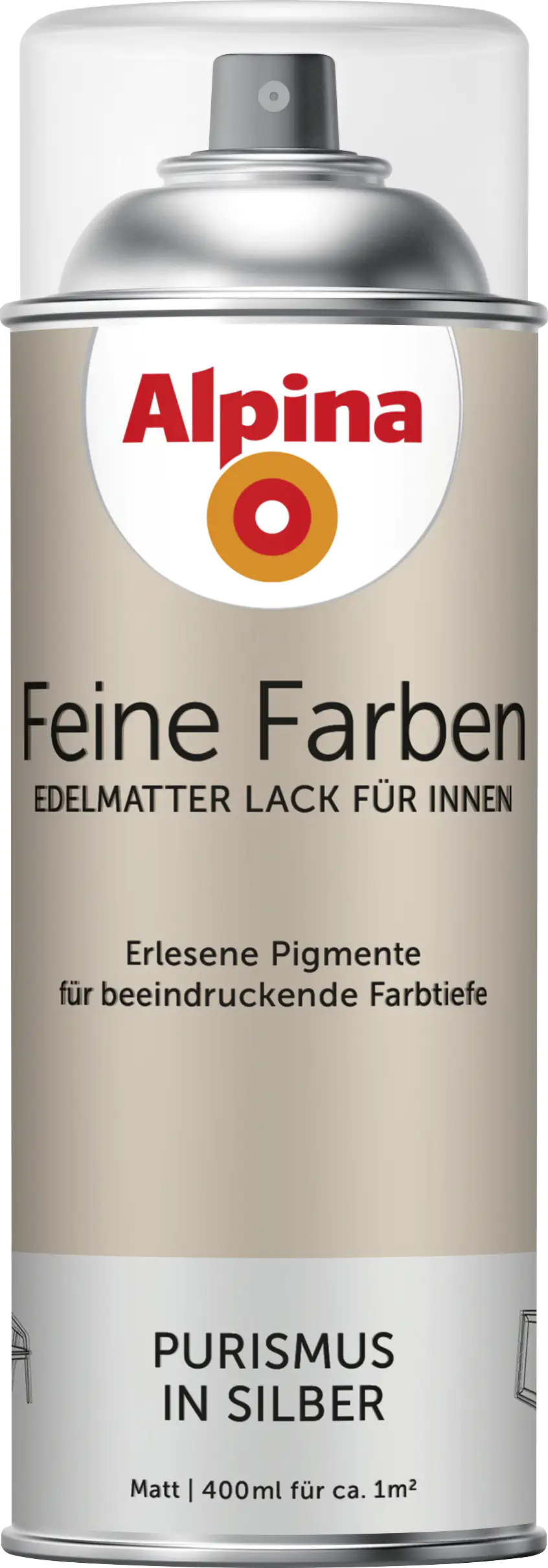 Alpina Feine Farben Sprühlack Purismus in Silber 400 ml