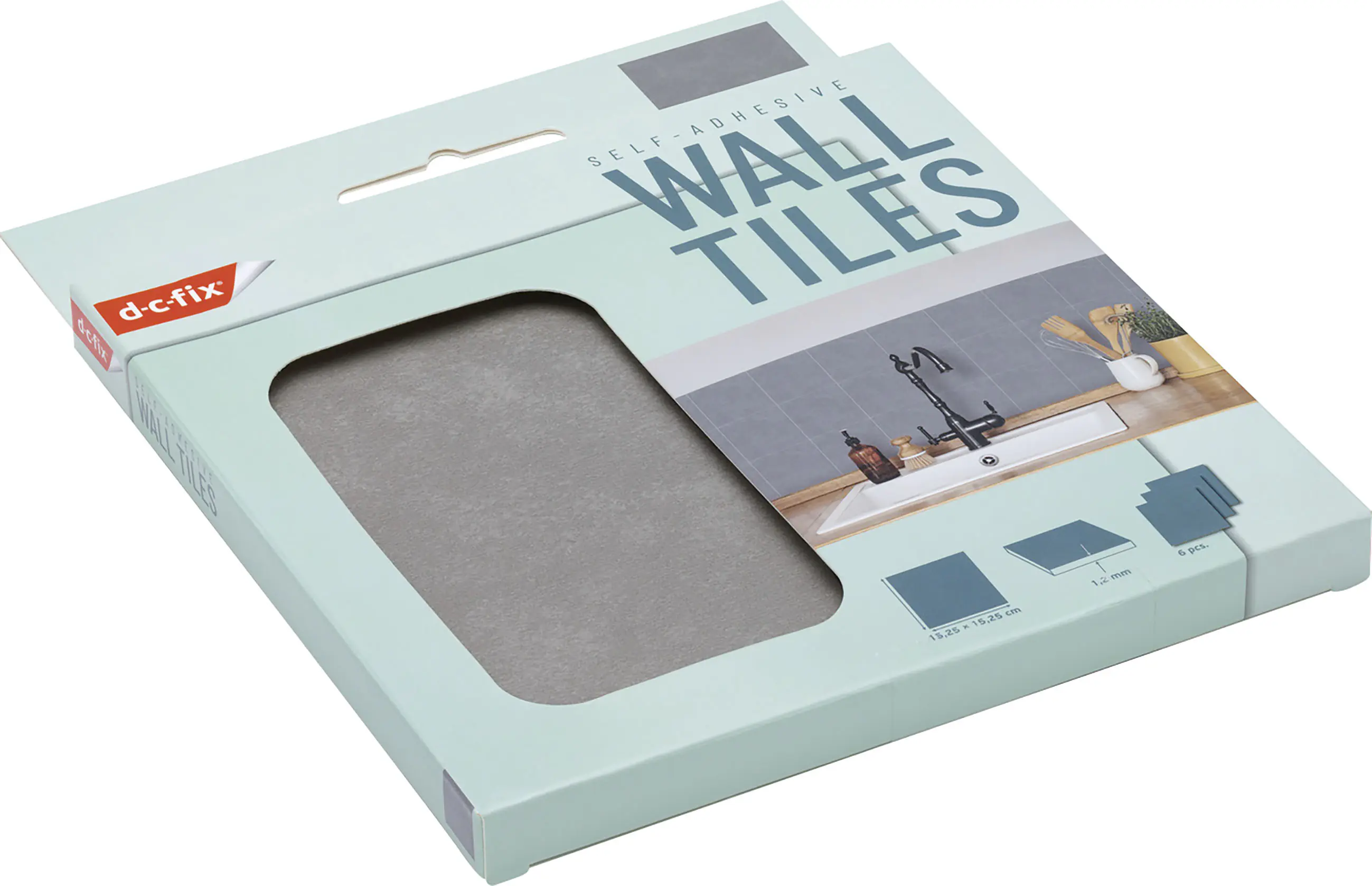 D-c-fix Wandfliesen selbstklebend Dark Grey 6er Set 15 x 15 cm