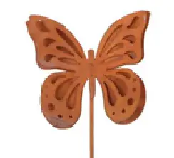 Flamingo Gartenstecker Schmetterling Metall 43 x 15 cm rostbraun