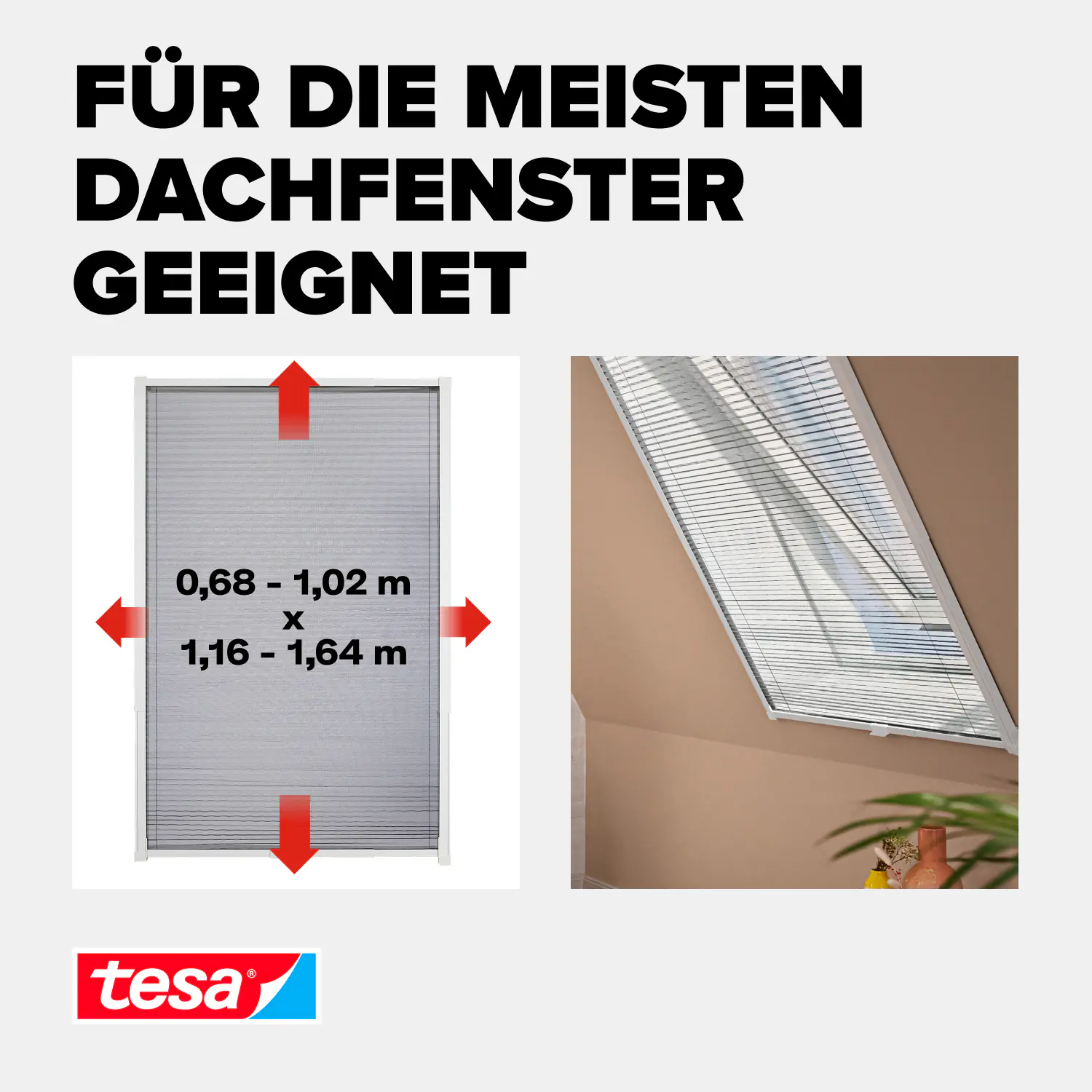 tesa Fliegengitter Alu-Dachfenster Plissee 114 x 160 cm anthrazit
