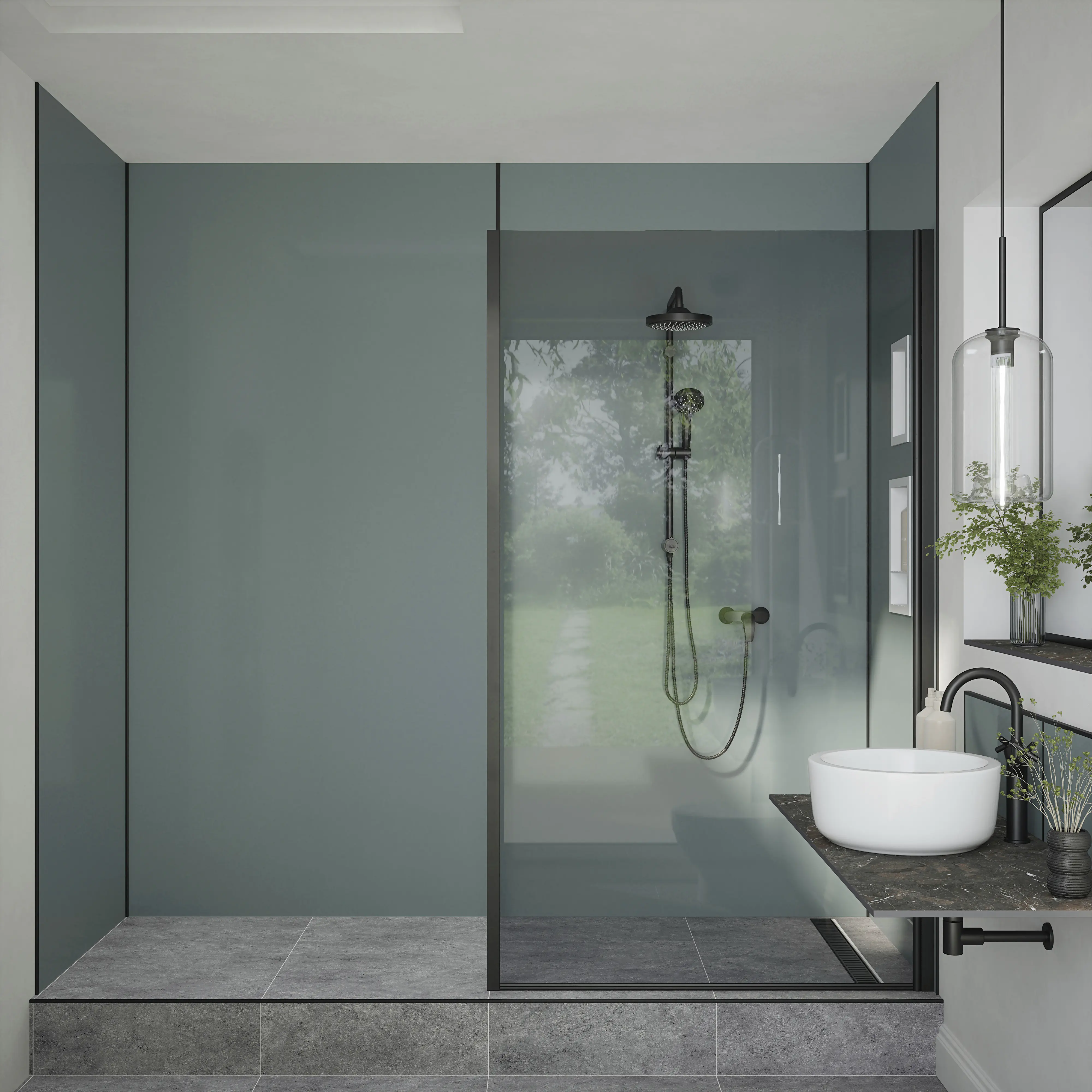Wetwall Alloy Duschrückwand Glacier White/Neptune Blue 90 x 244 cm 