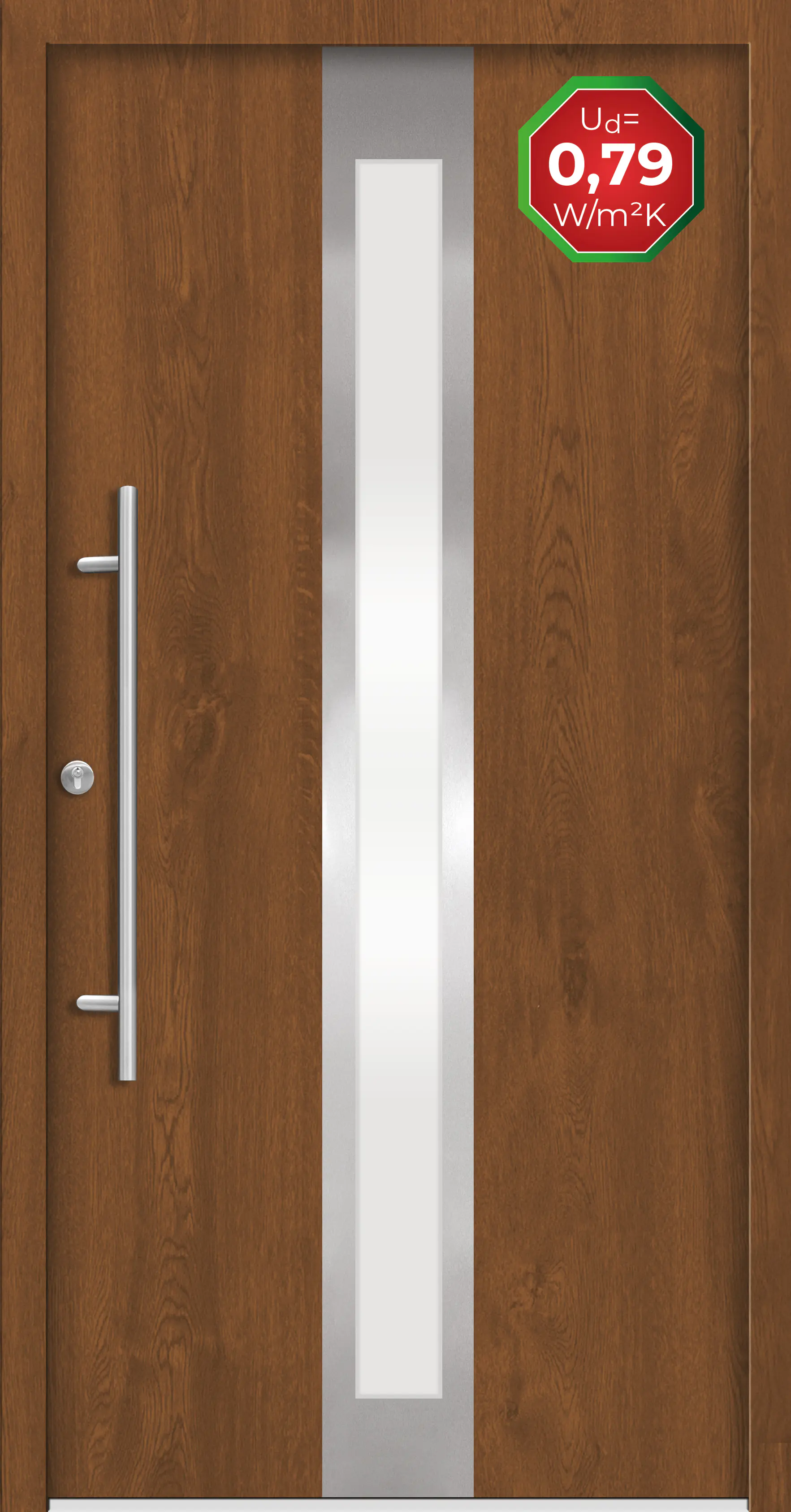 Splendoor Haustür Passivedoor Premium B01 Golden Oak DIN Links 100 x 210 cm