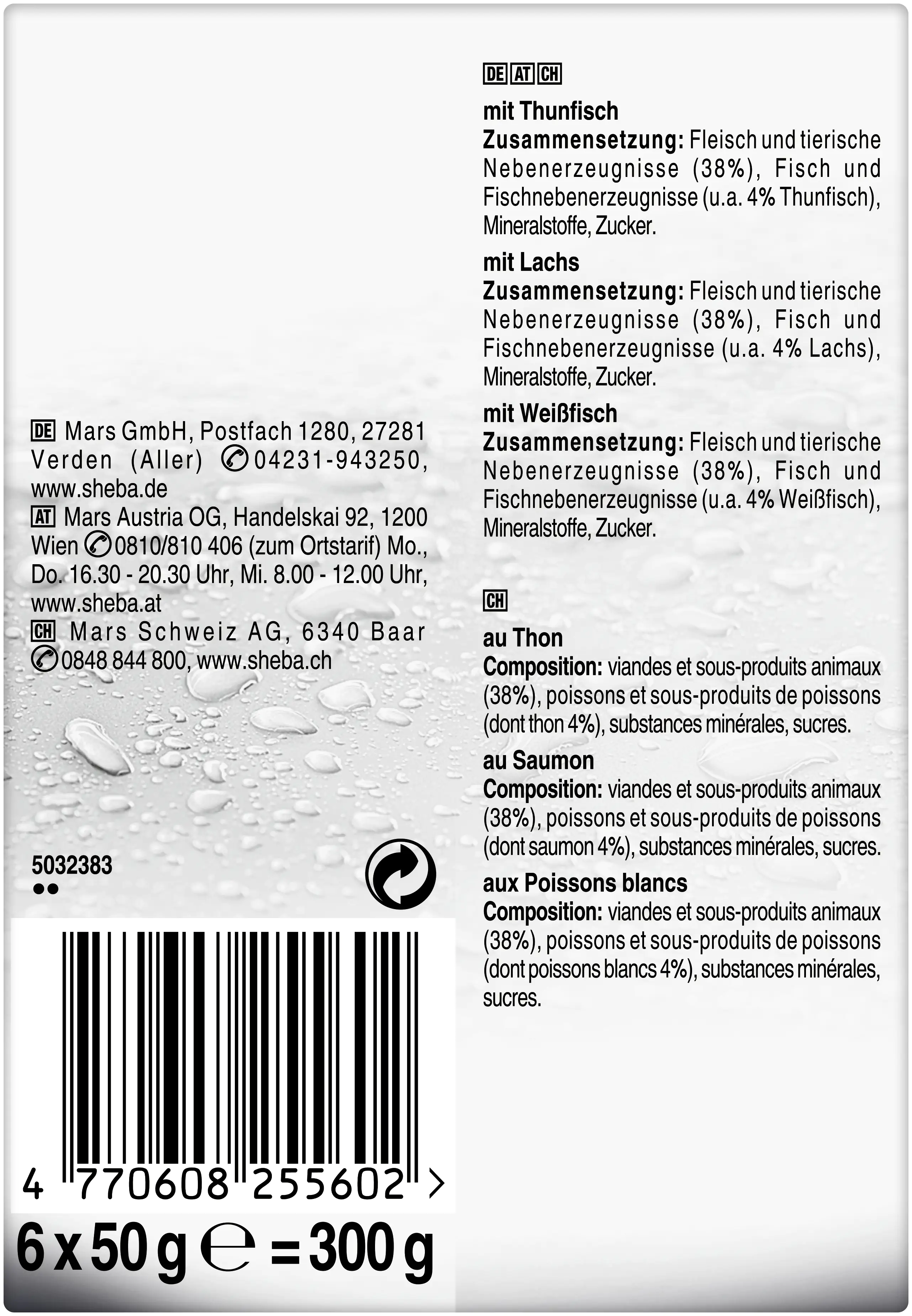 Sheba Fresh & Fine in Gelee mit Thunfisch & Lachs Katzenfutter 6 x 50 g