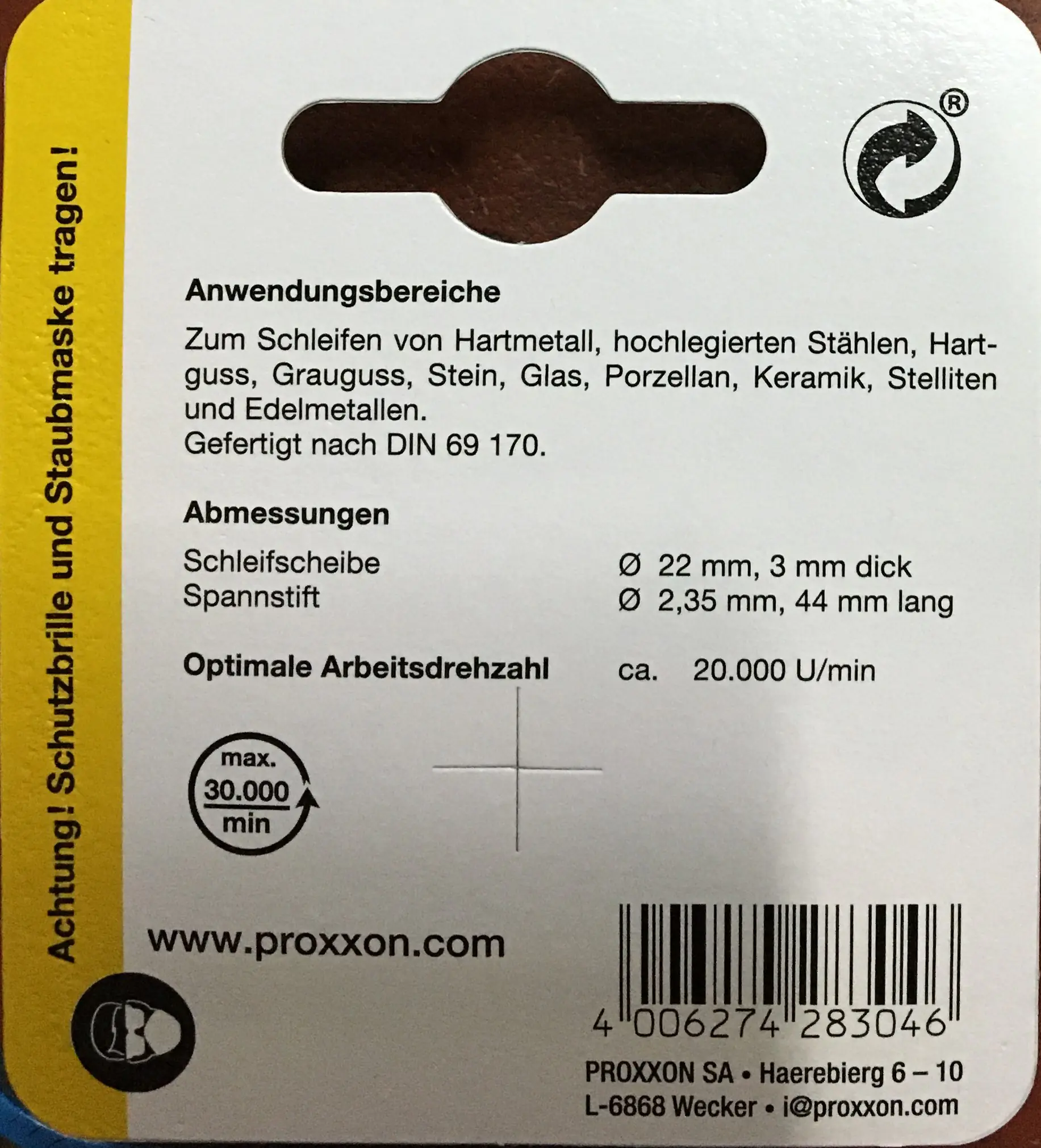 Proxxon Micromot Silizium-Carbid-Schleifscheibe 22 mm 10 Stück mit Träger