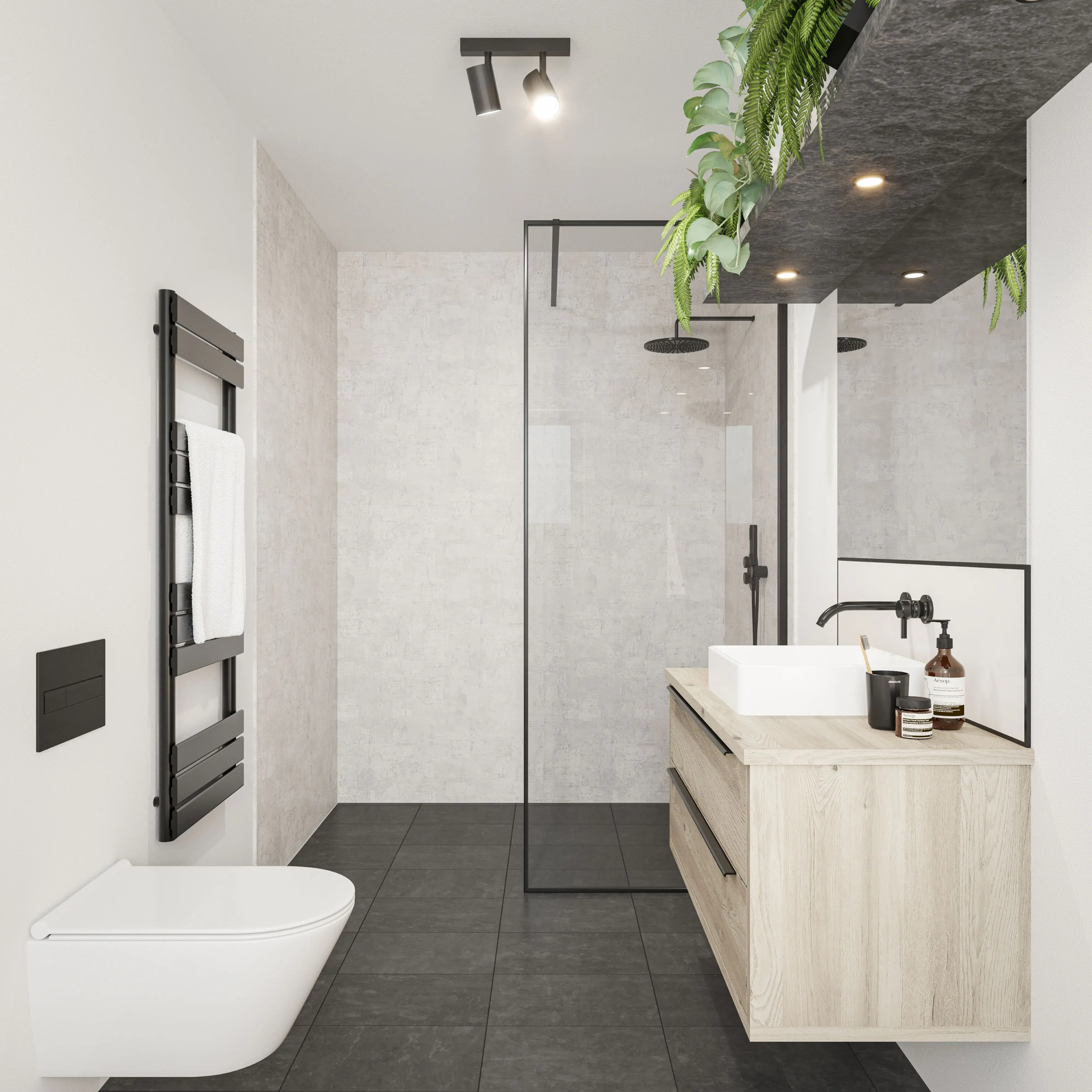 Wetwall Elite Wandpaneel  Light Stone 16 x 242 cm mit abgerundeter Abschlusskante