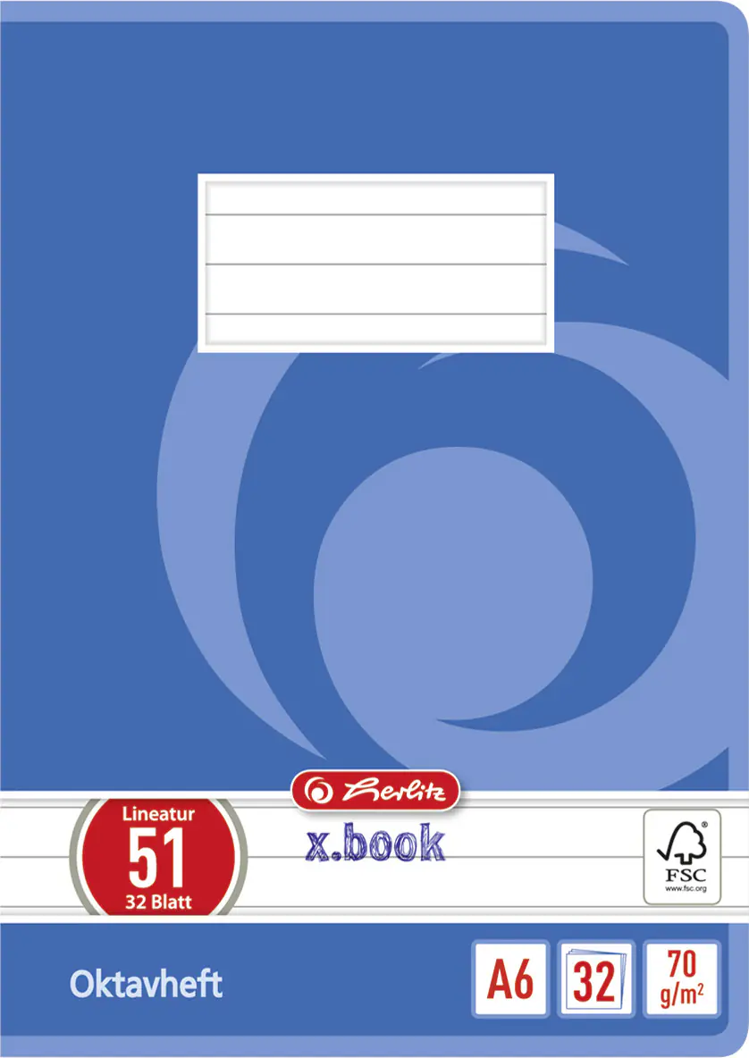 herlitz Schulheft Oktavheft A6 liniert 32 Blatt holzfreies Papier 70 g/m²