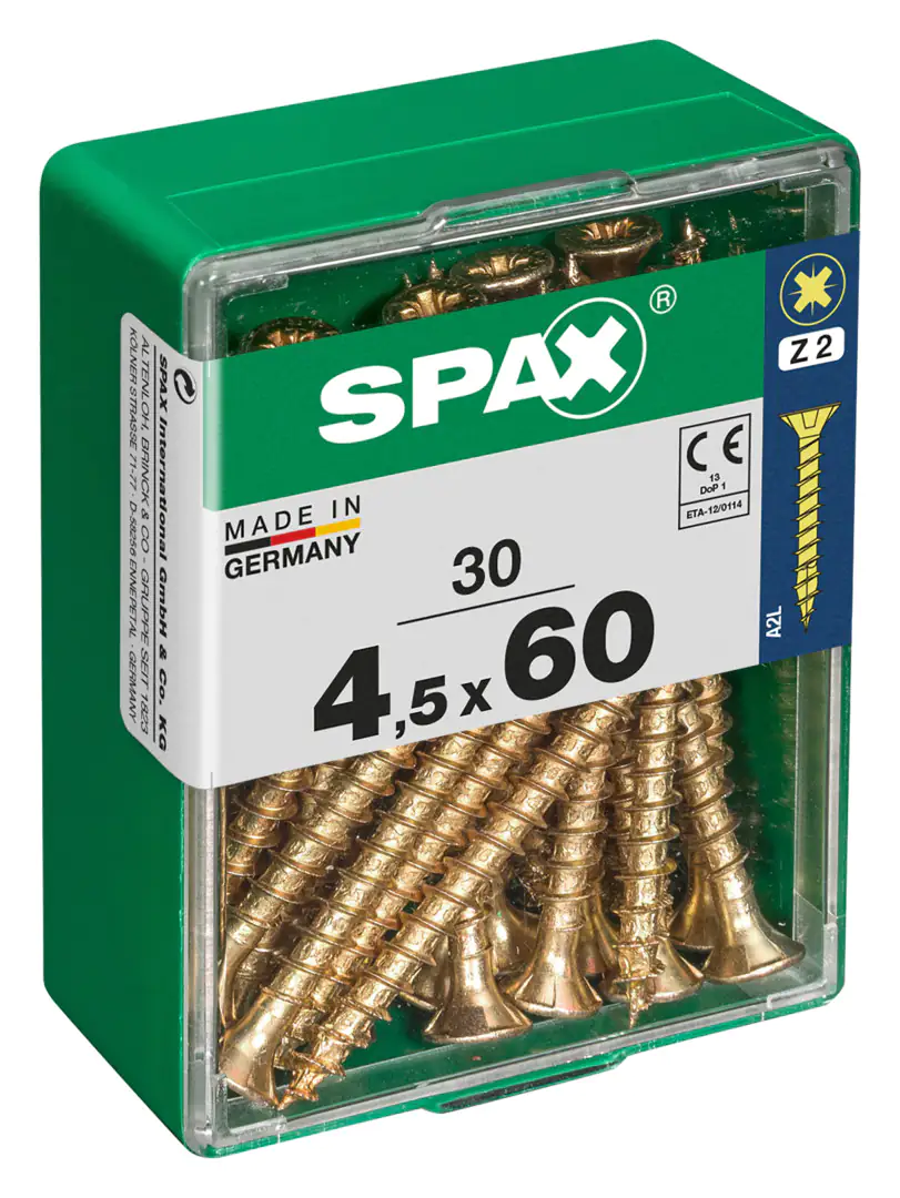 Spax Universalschrauben 4.5 x 60 mm PZ 2 - 30 Stk. Spax Universalschrauben 4.5 x 60 mm PZ 2 - 30 Stk.