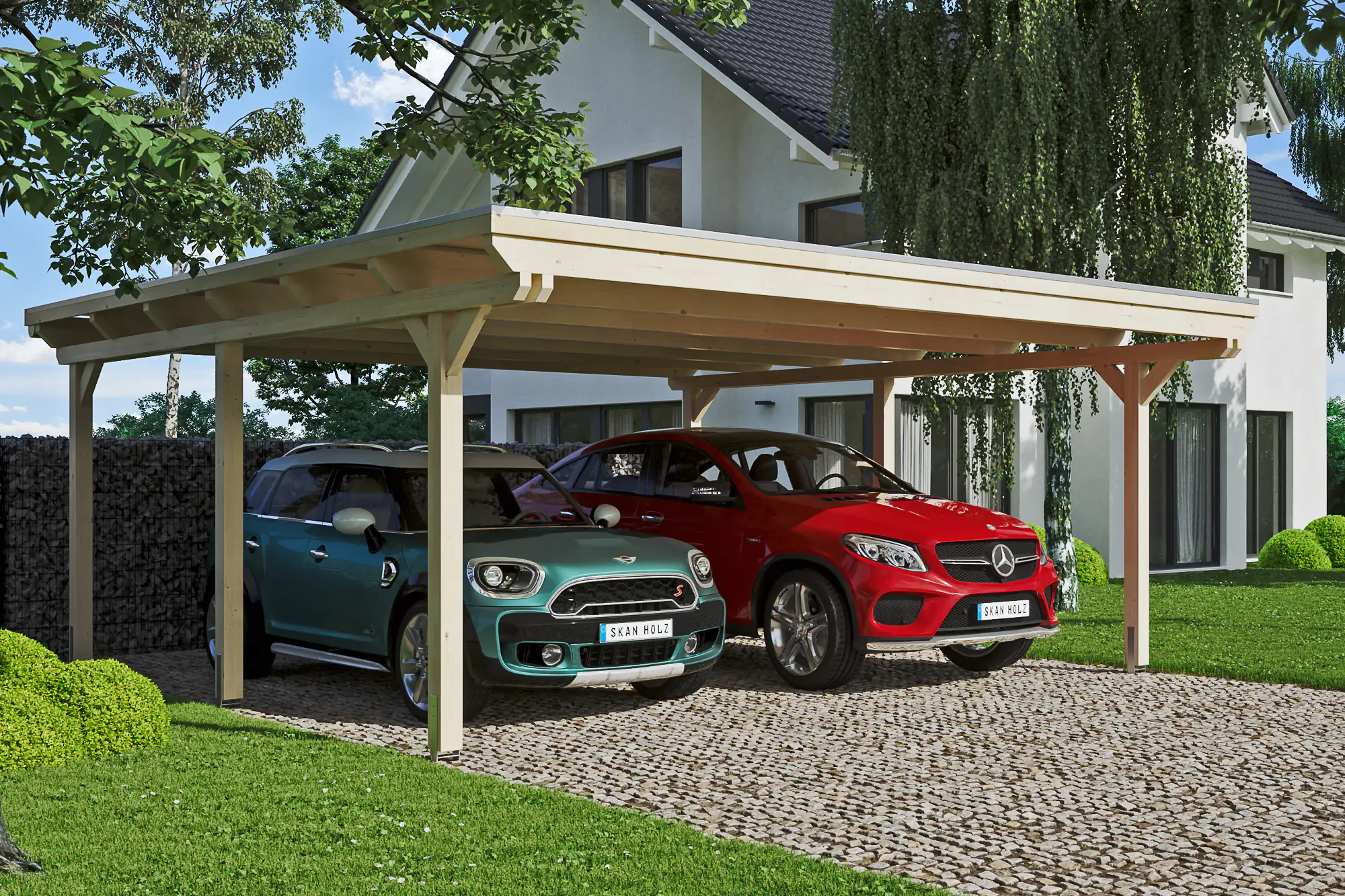 4018211022489 SKAN HOLZ Carport Emsland 613 x 604 cm mit Aluminiumdach, natur