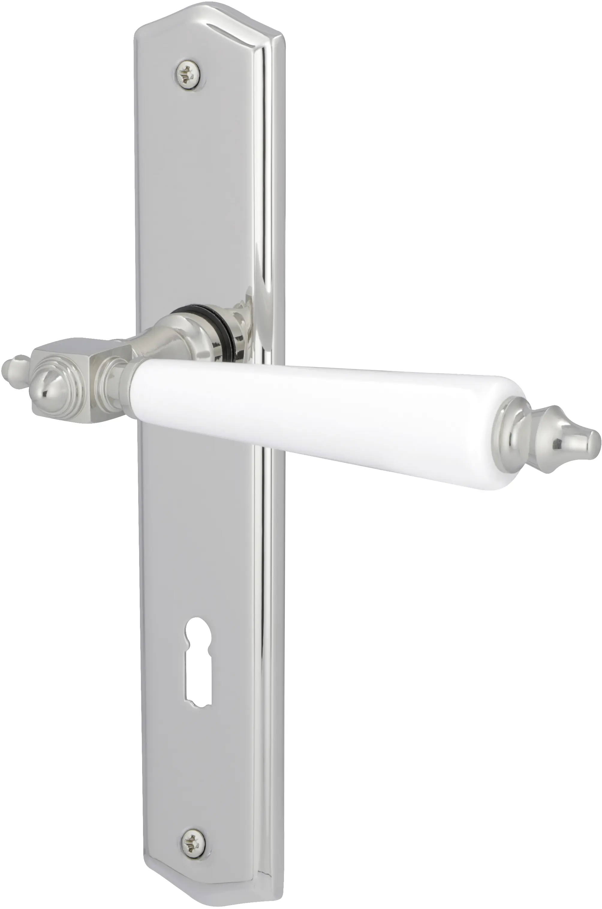 Alpertec Türgarnitur Langschild Odin BB Edelstahl poliert Griff weiß 23 x 4,5 cm