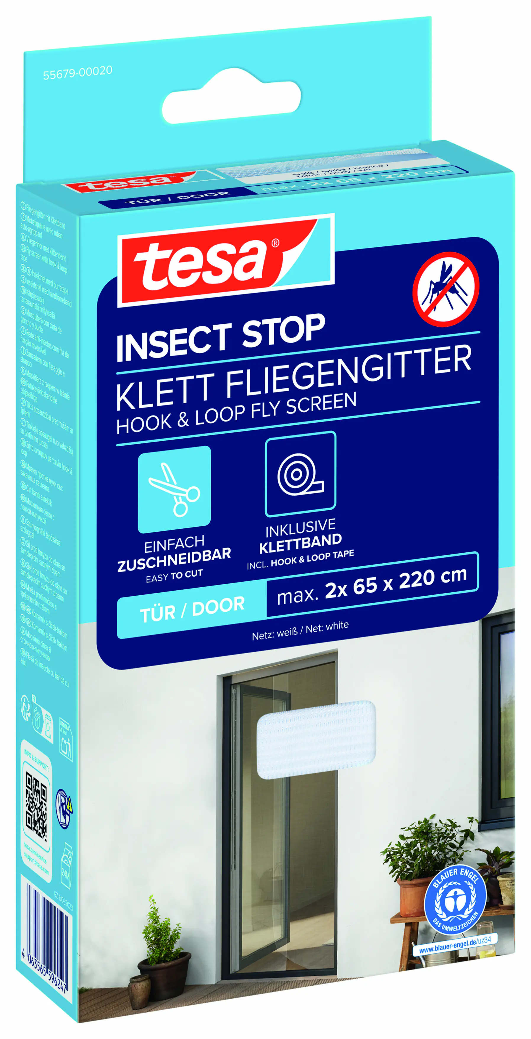 tesa Fliegengitter 65 x 220 cm weiß individuell kürzbar