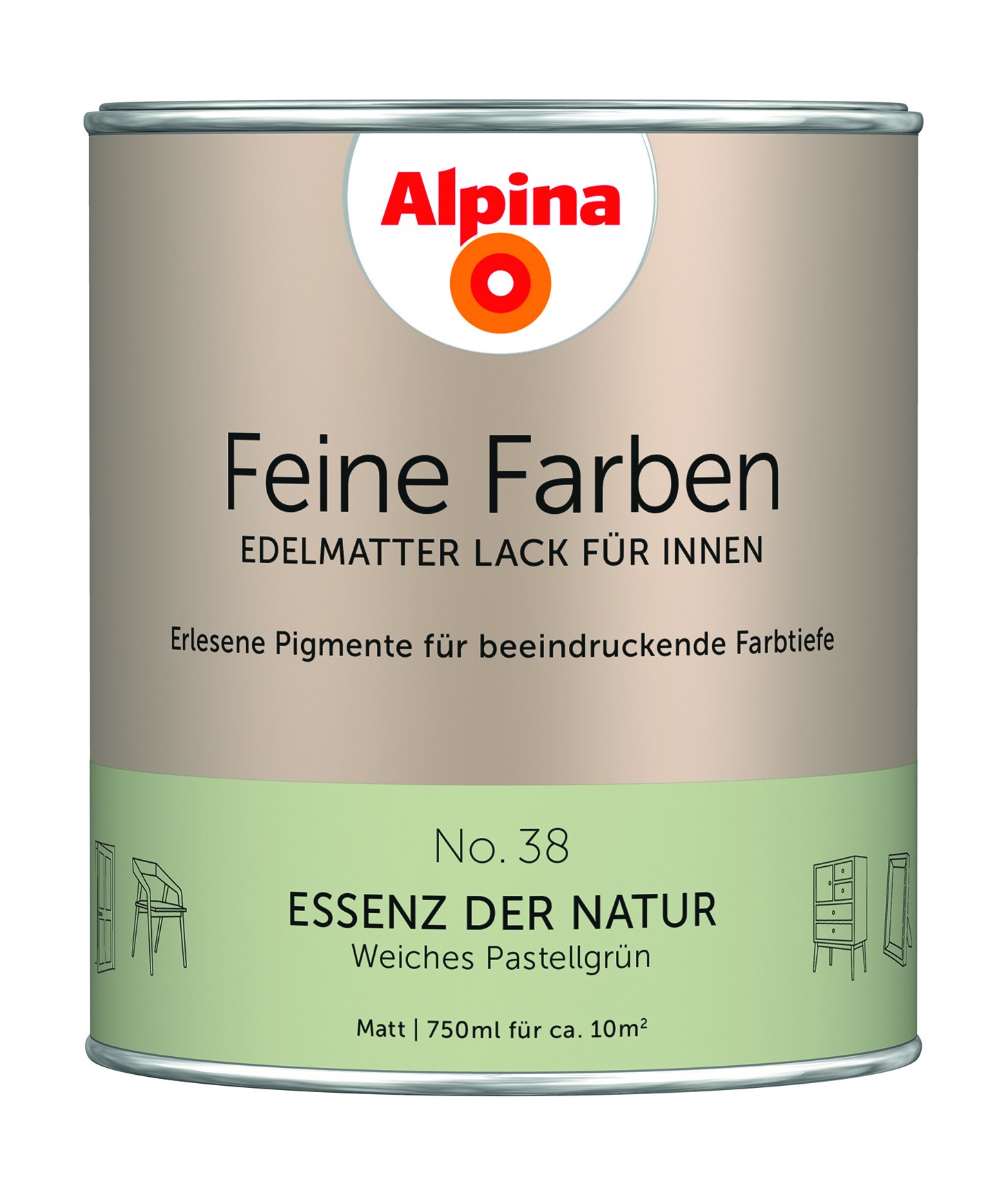 Alpina Feine Farben Lack No. 38 Essenz der Natur - pastellgrün 750 ml