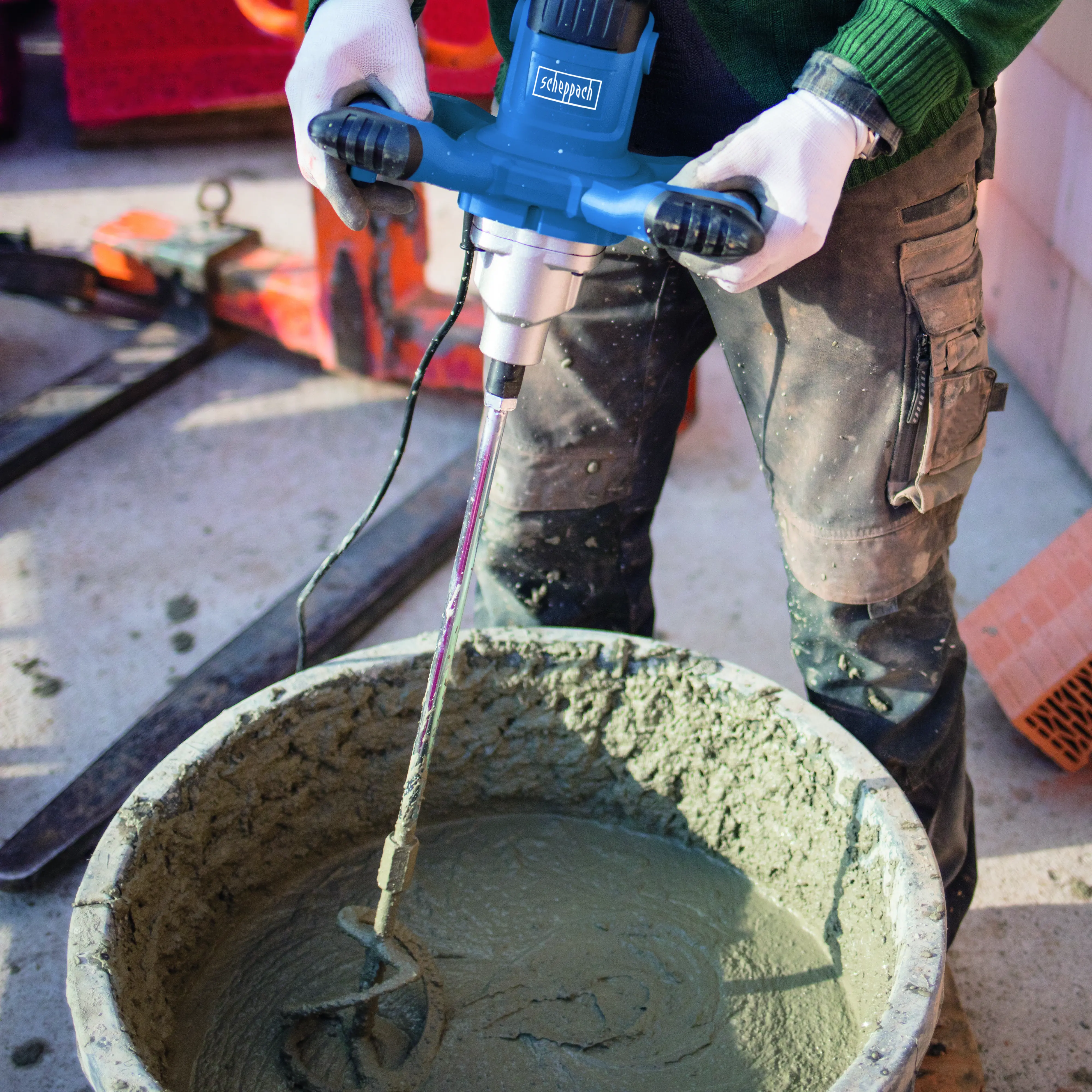 Scheppach Farb- und Mörtelrührwerk PM1200 / PM1400 1200 W / 1400 W M14 700 U/min inkl. Mörtel- & Farbquirl