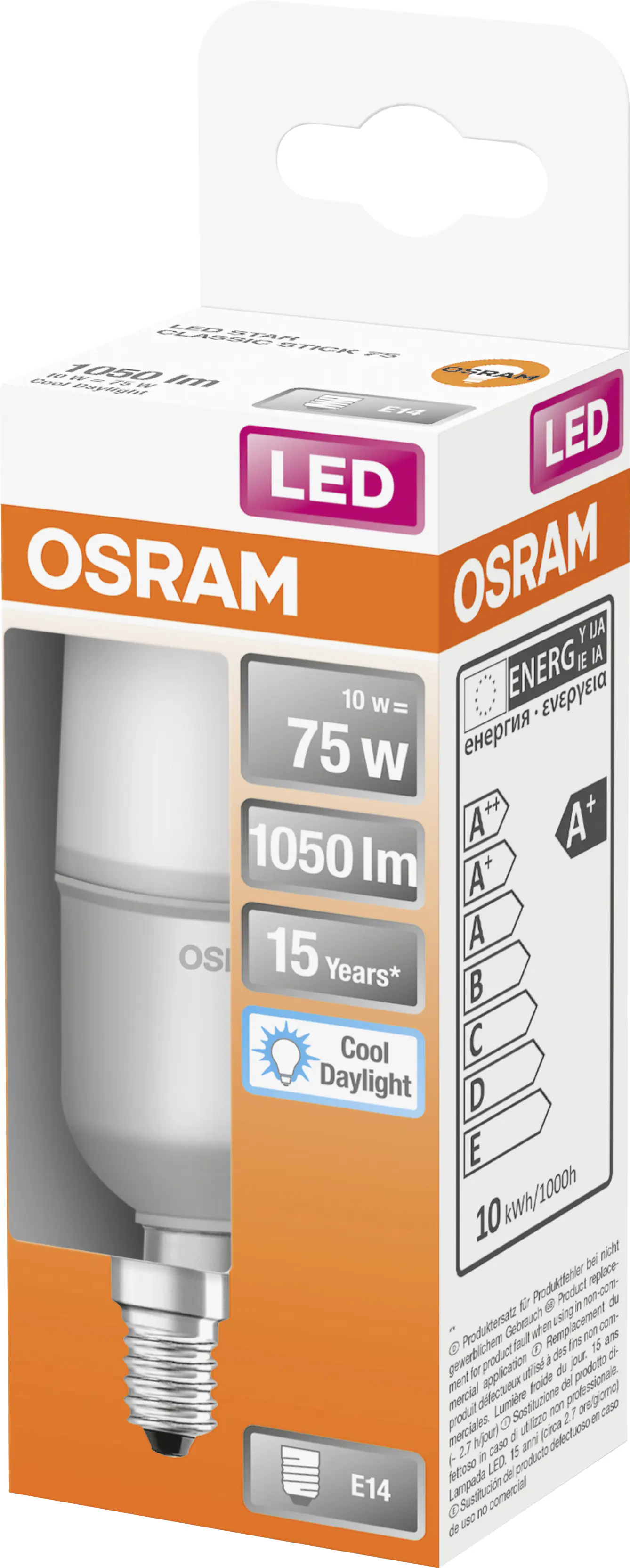 Osram LED Leuchtmittel Stick 75 E14 9 W kaltweiß, weiß matt
