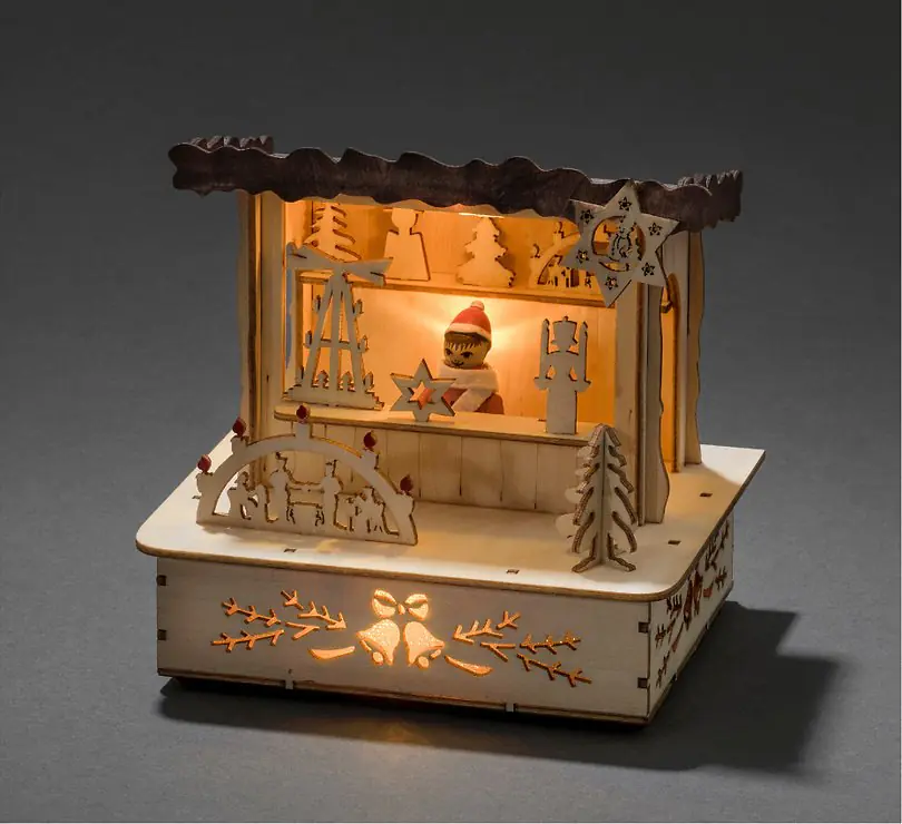 Konstsmide LED Weihnachtsmarkt-Stand naturfarben 11 x 9,5 x 12,5 cm
