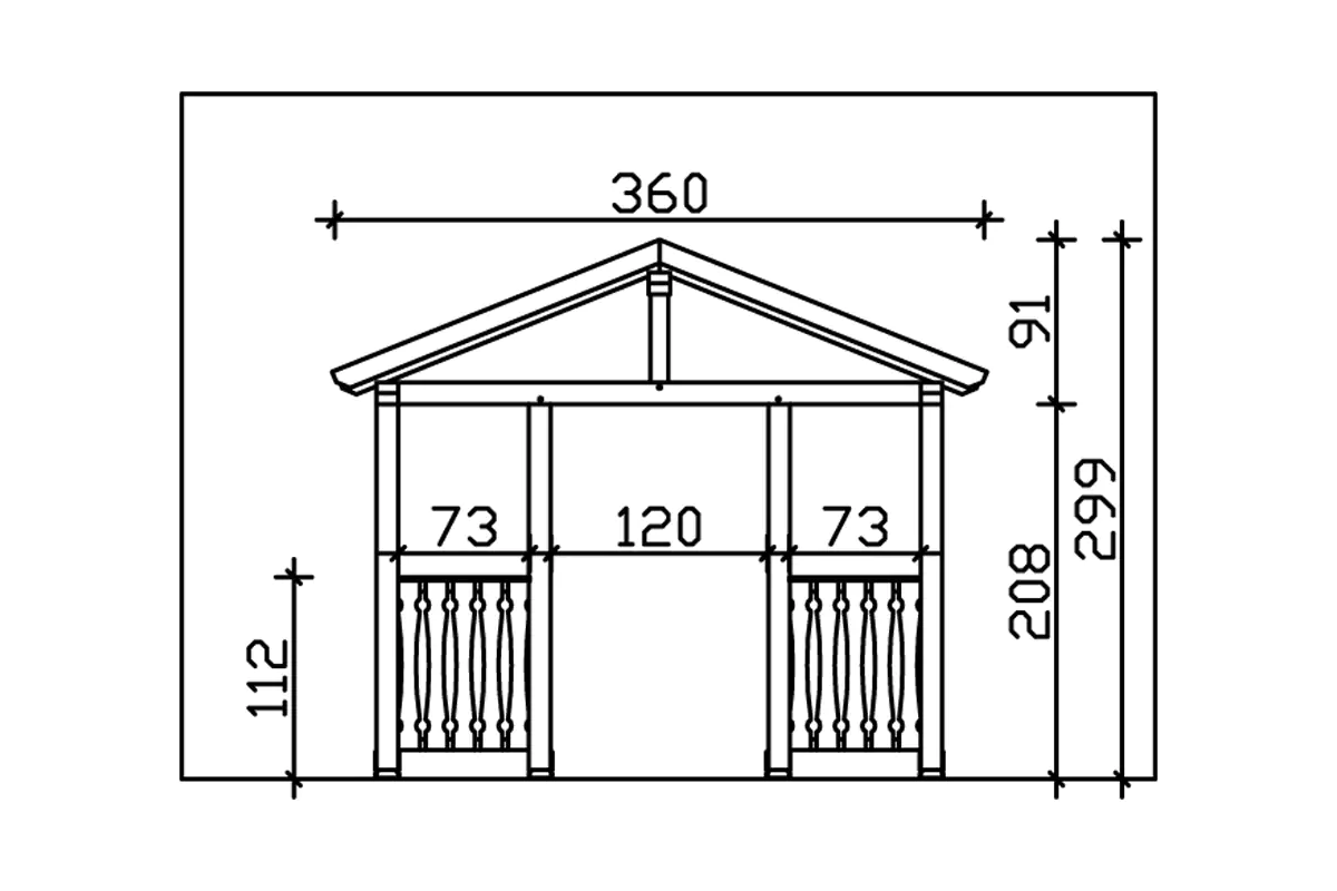 SKAN HOLZ Vordach Stralsund Typ 6 360 x 139 cm, lasiert in Eiche hell