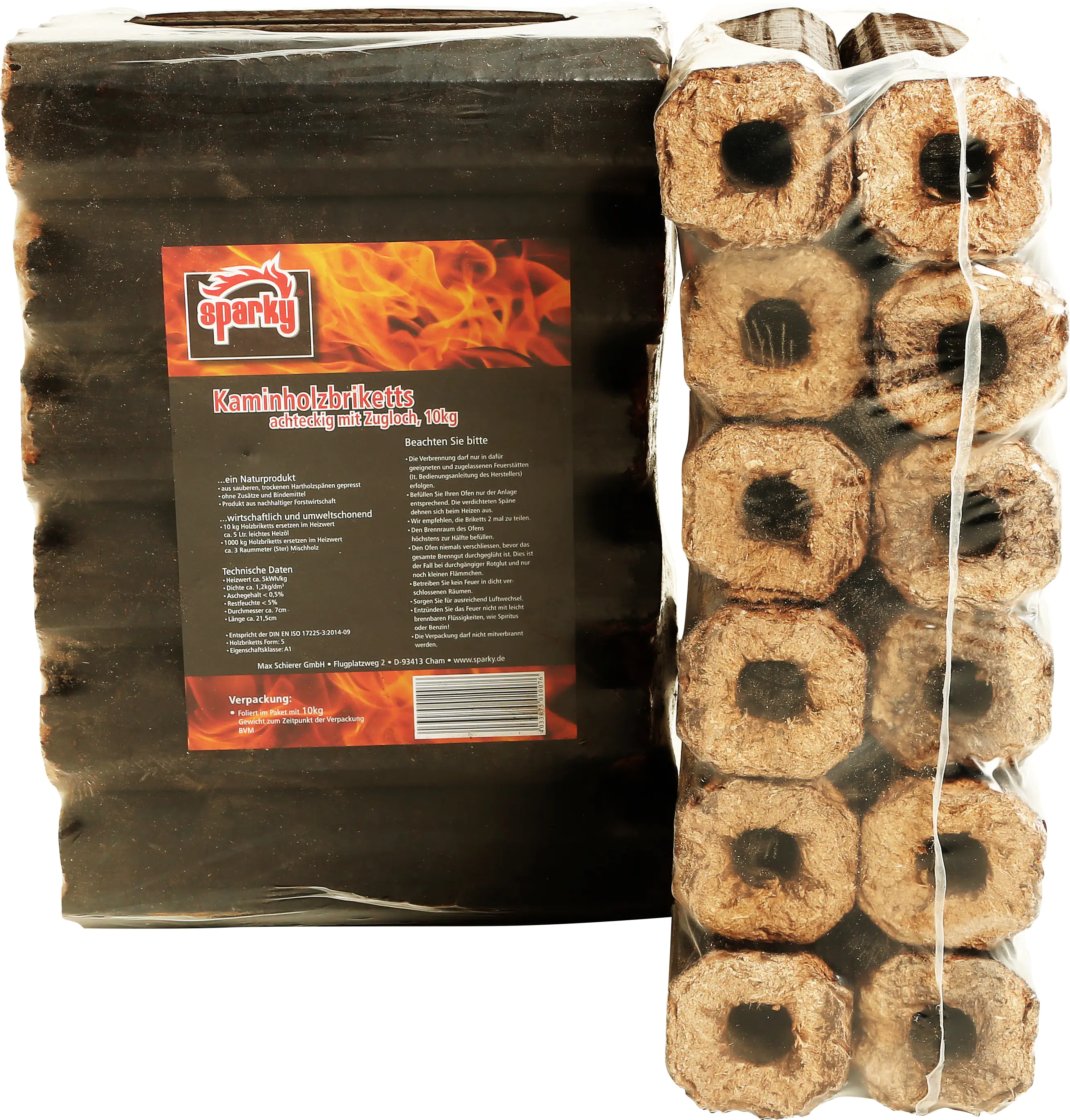 Hartholz-Holzbriketts 10 kg Einzelabnahme, Hartholzspäne, eckig