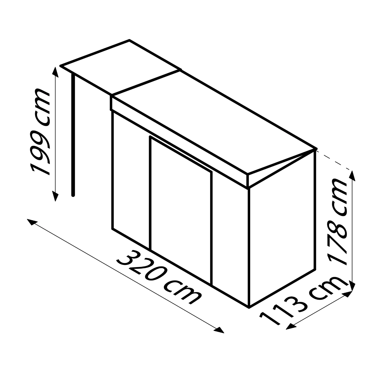 Globel Gerätehaus Set Skillion 84, inkl. Schleppdach 325 x 124 cm, anthrazit