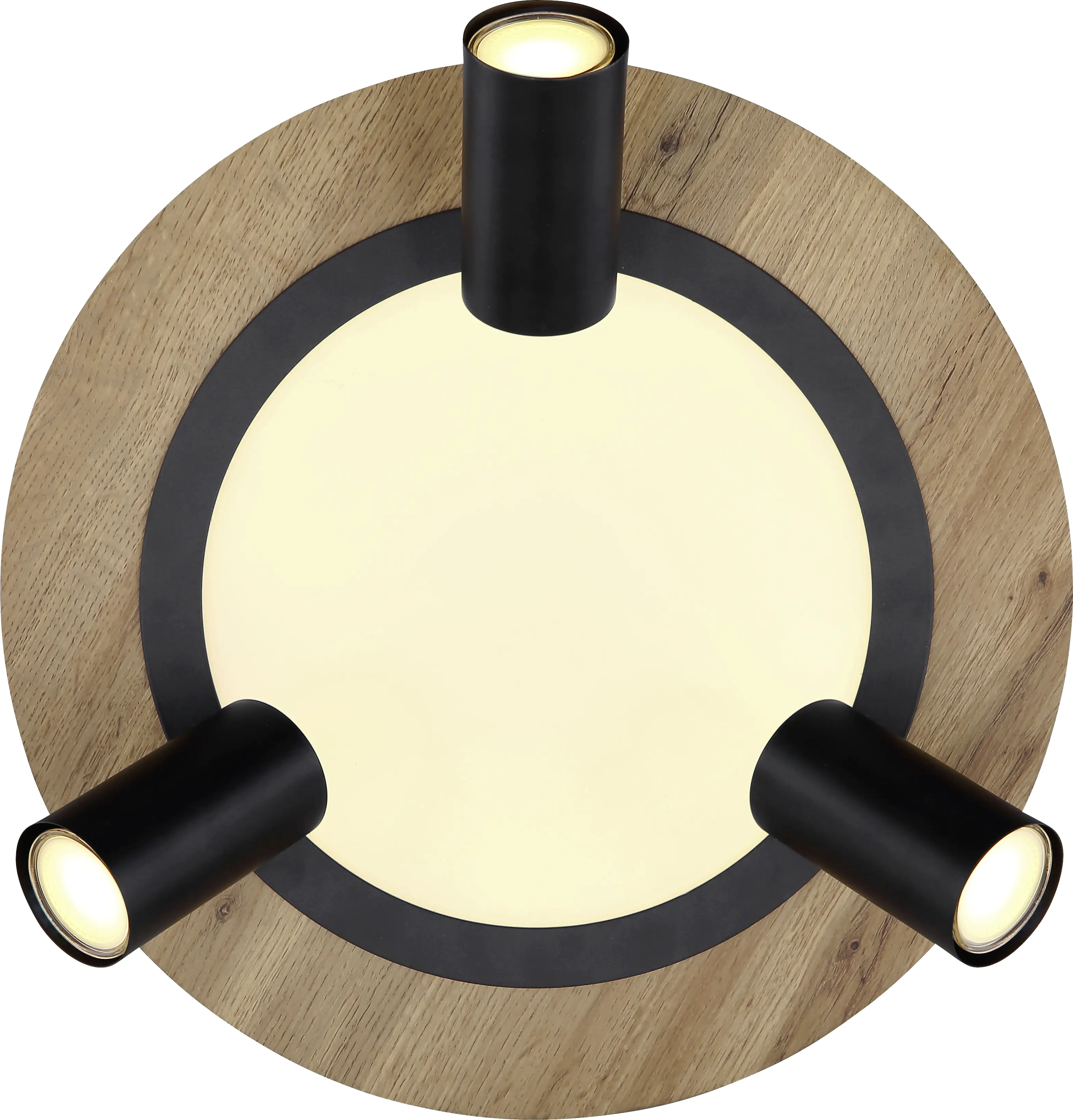 Globo LED Deckenleuchte Kassu schwarz-holz Ø 40 cm GU10, warmweiß Globo LED Deckenleuchte Kassu schwarz-holz Ø 40 cm GU10, warmweiß