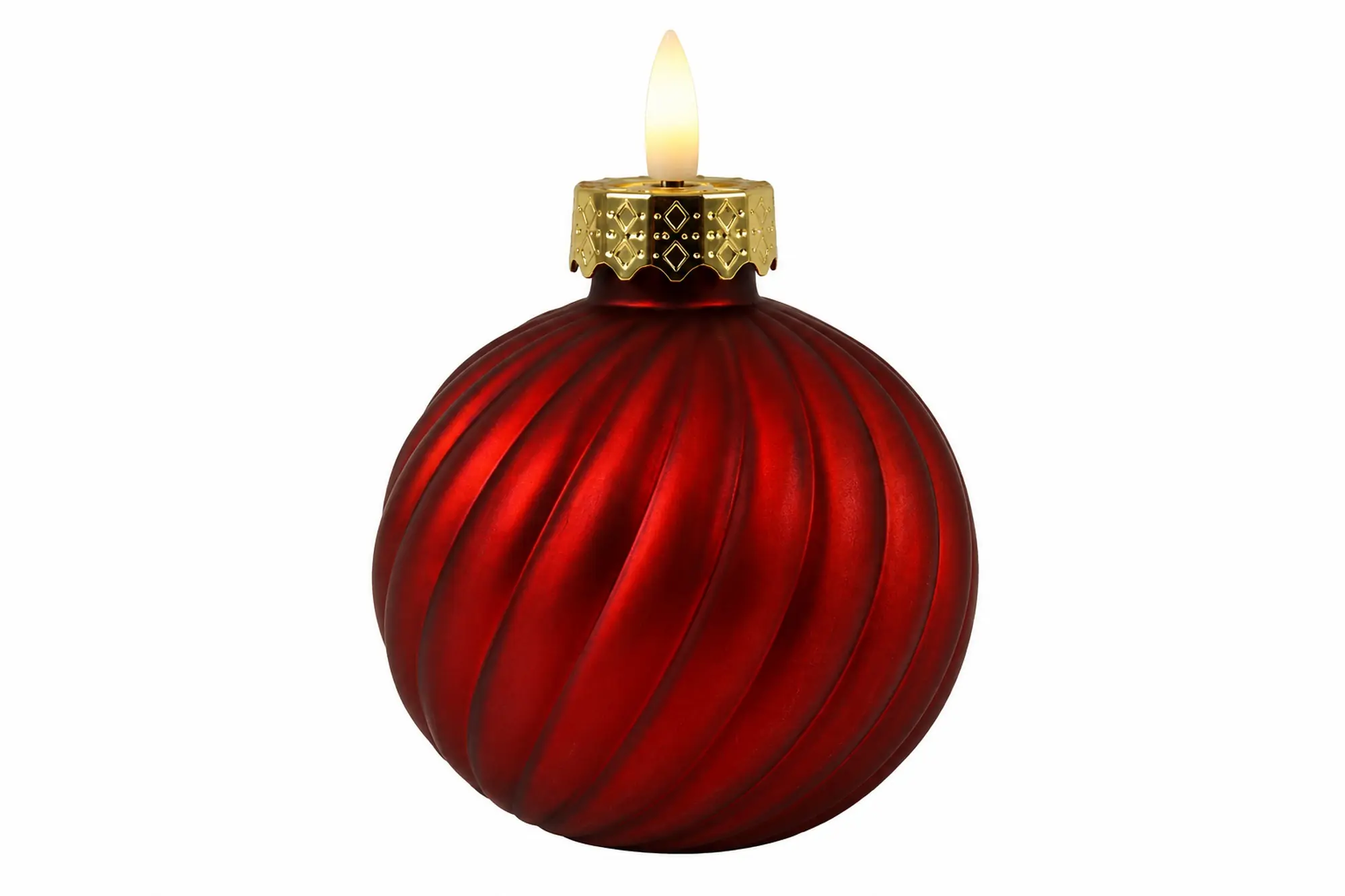 Flamingo LED-Dekokugel Weihnachten mit Timer Glas Ø 10 x 13,6 cm warmweiß dunkelrot