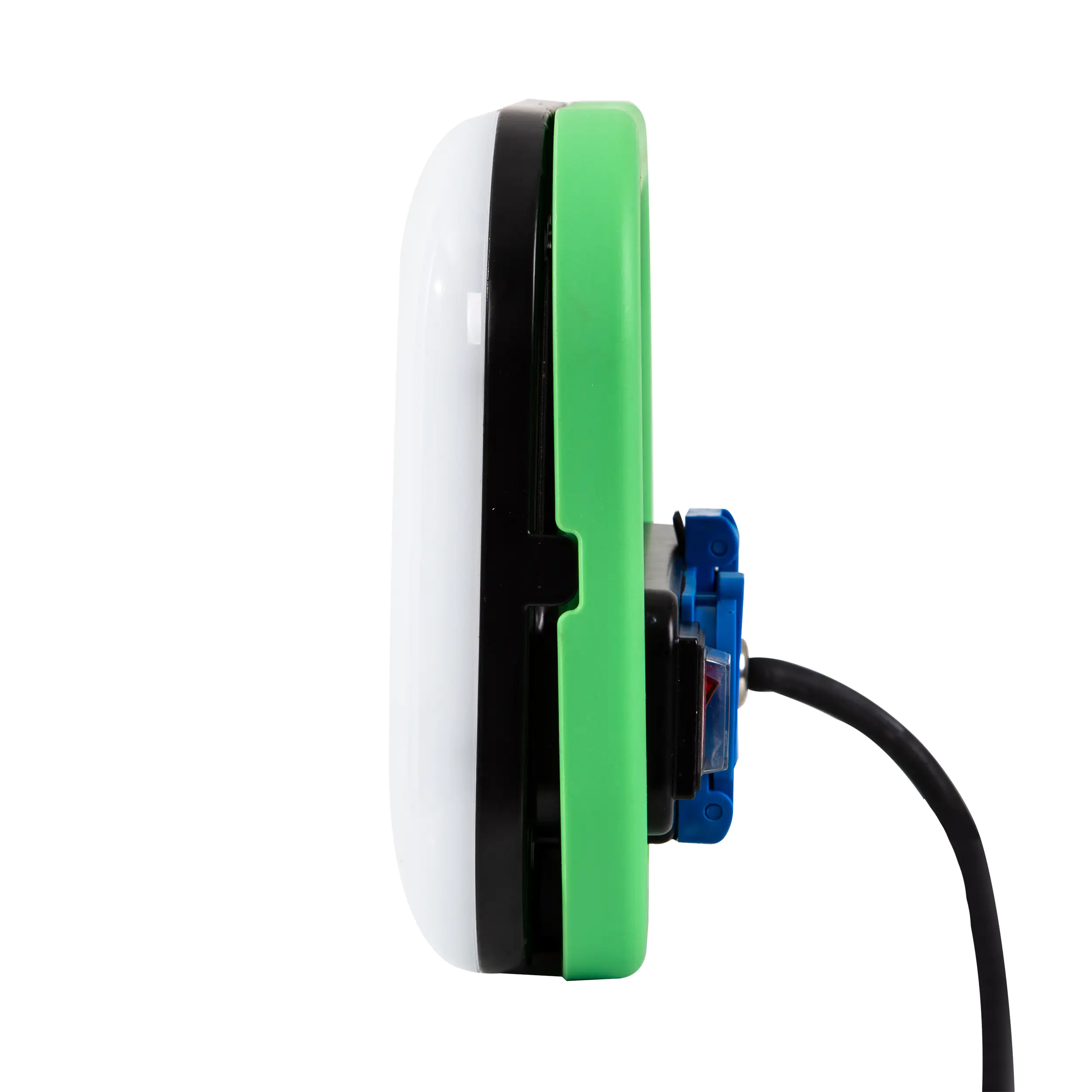 LED Arbeitsleuchte Erik mit zwei Steckdosen, schwarz grün