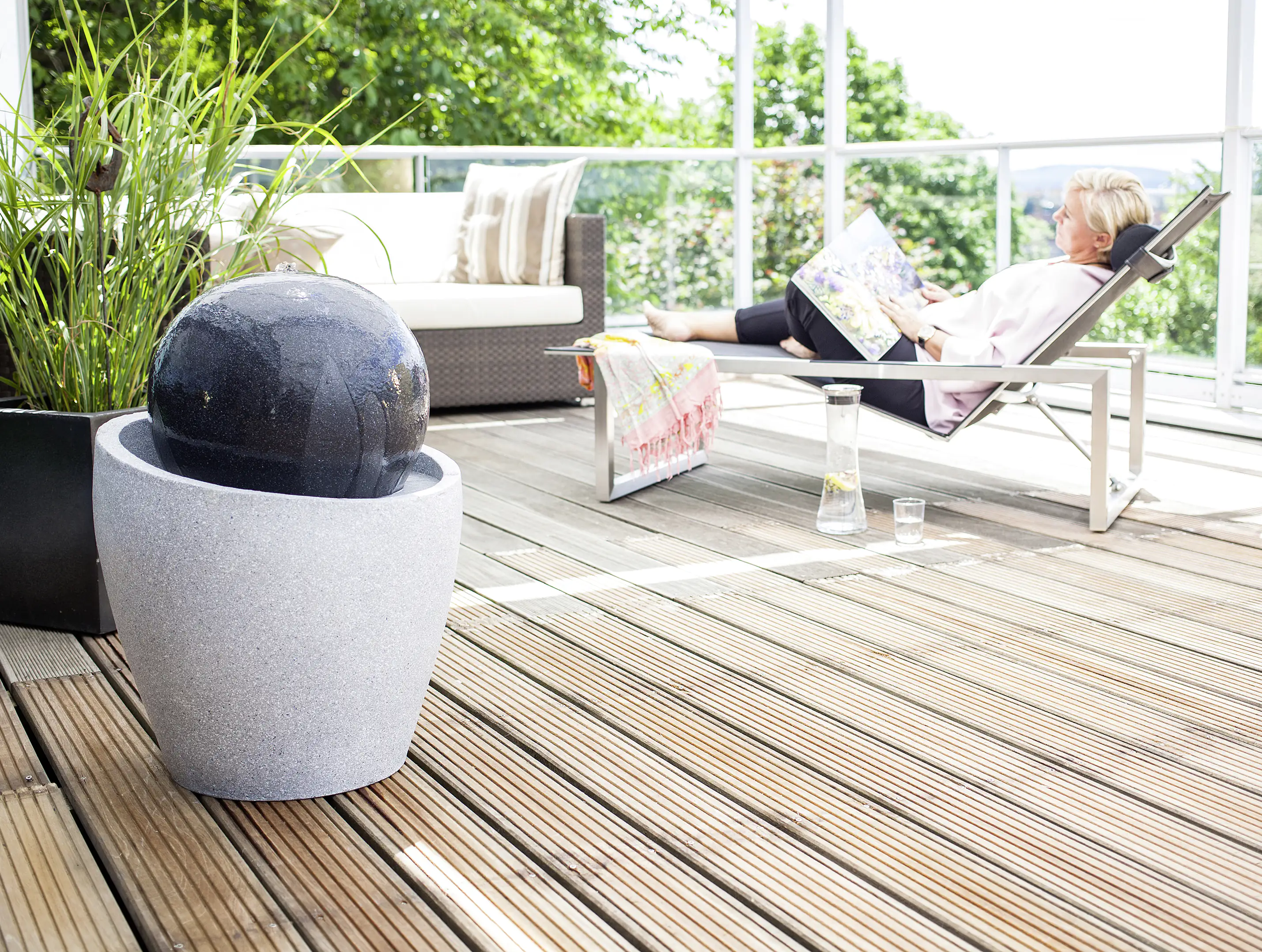 Heissner Gartenbrunnen Jupiter 35 x 35 x 63 cm, schwarz/grau