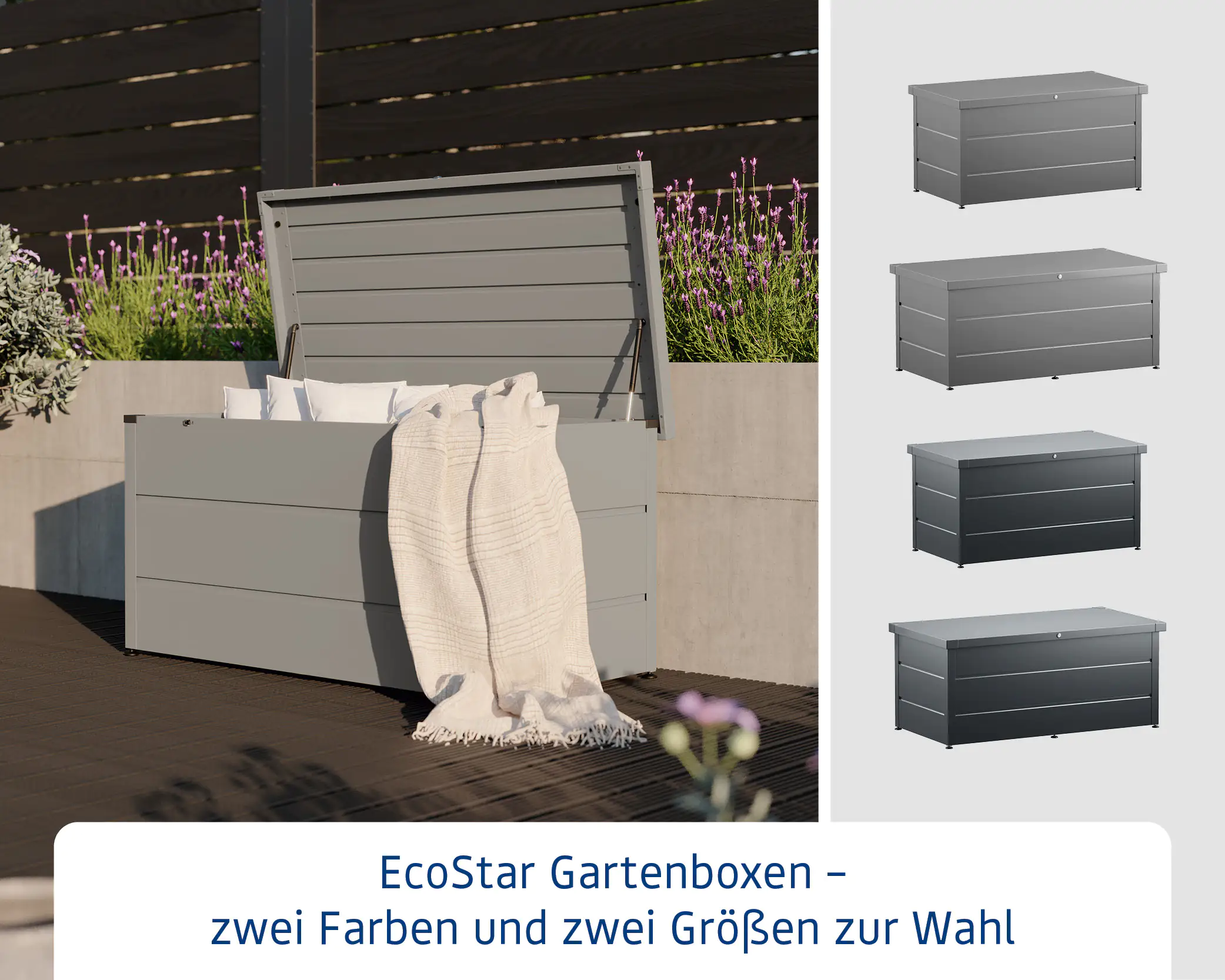 EcoStar Gartenbox Elegant 1620, 166 x 87,4 x 72,6 cm, alugrau EcoStar Gartenbox Elegant 1620, 166 x 87,4 x 72,6 cm, alugrau