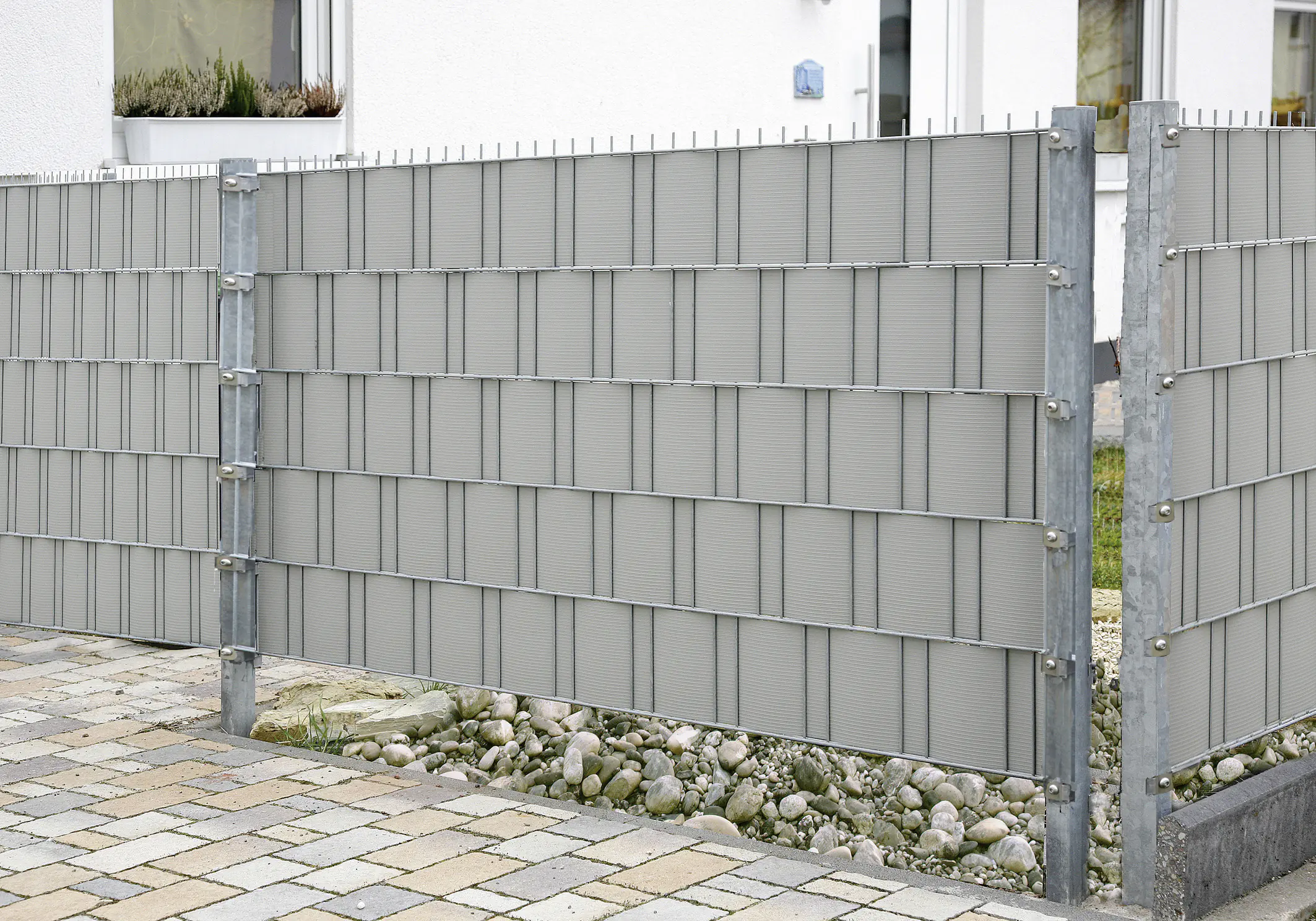 Floraworld Sichtschutz für Stabmattenzaun Classic 2,05 m x 19 cm silbergrau