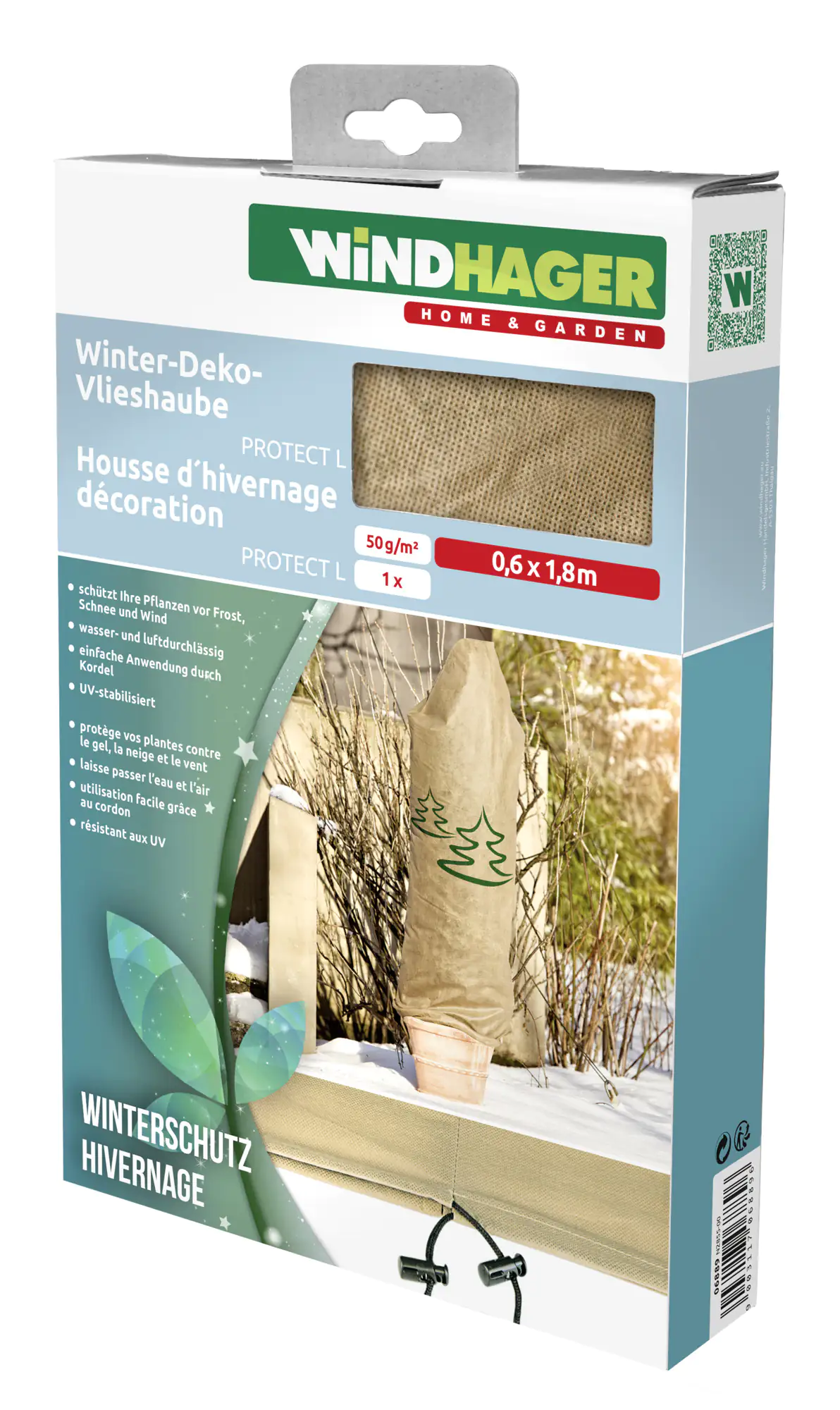 Windhager Deko-Haube Protect XL 1,1 x 1,1 m, beige mit Tannenmotiv