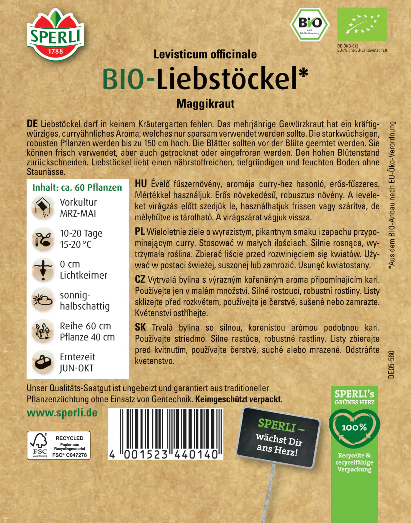 Sperli BIO Liebstöckel