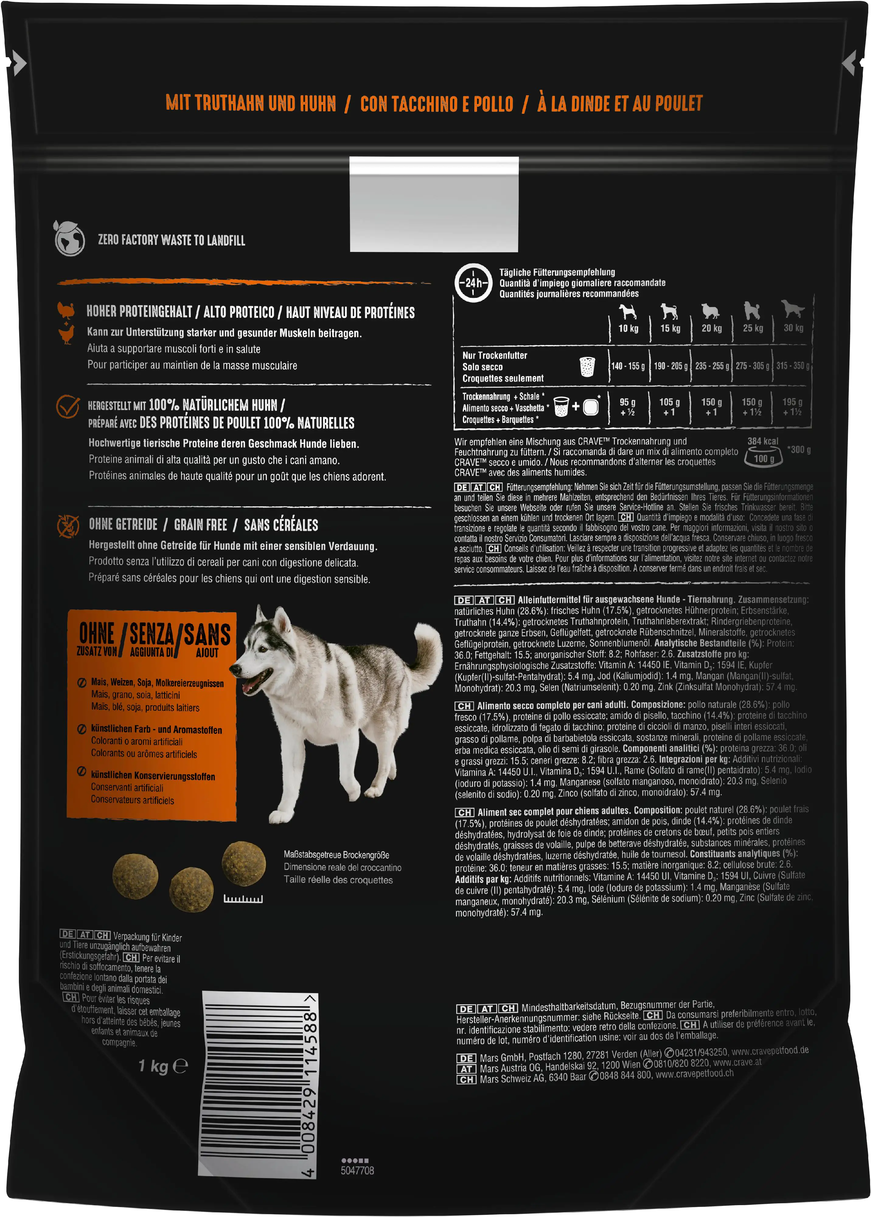 Crave Adult mit Truthahn und Huhn Hundefutter 1 kg